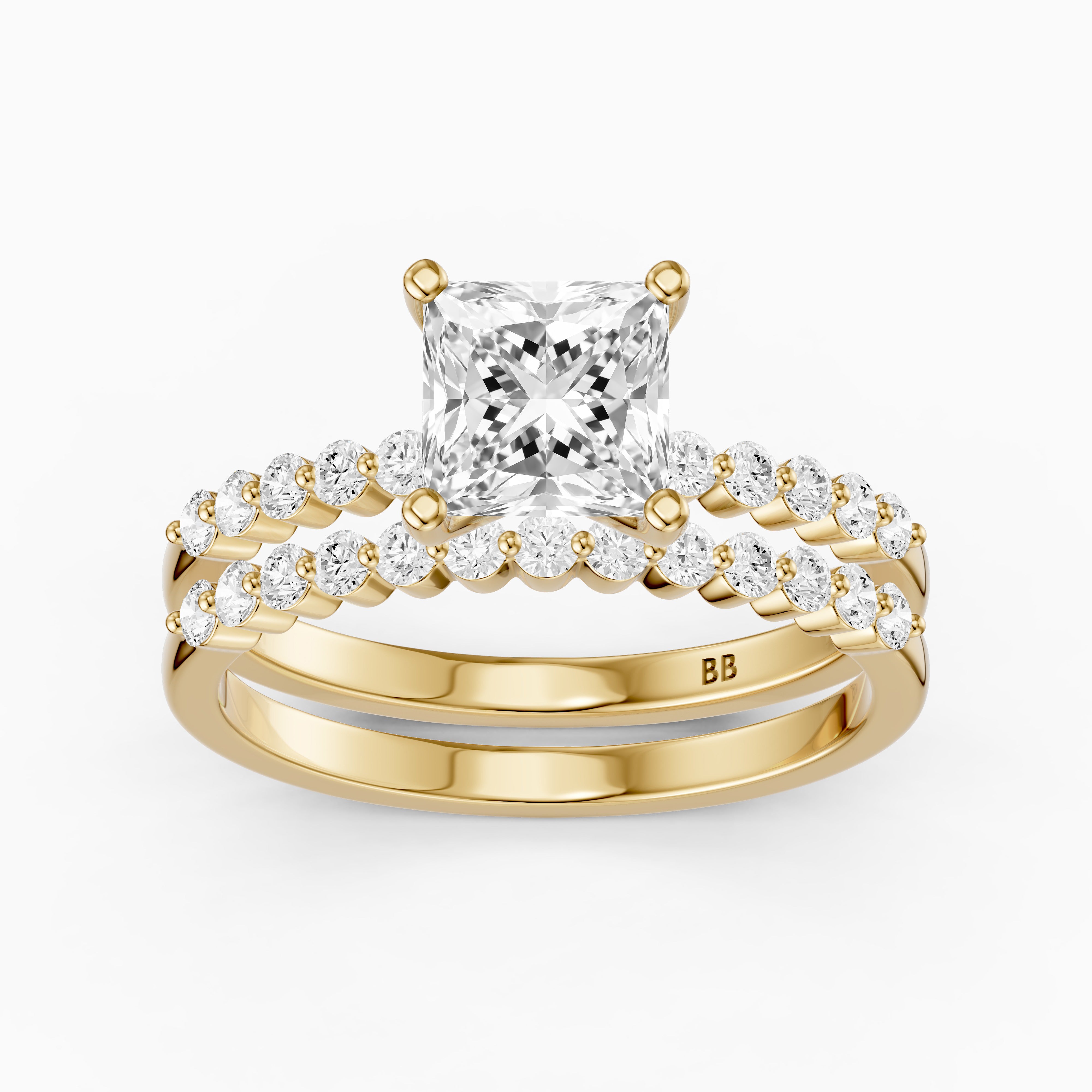 Tarsila Princess Cut Lab Grown Diamond Shared Prong Bridel Set