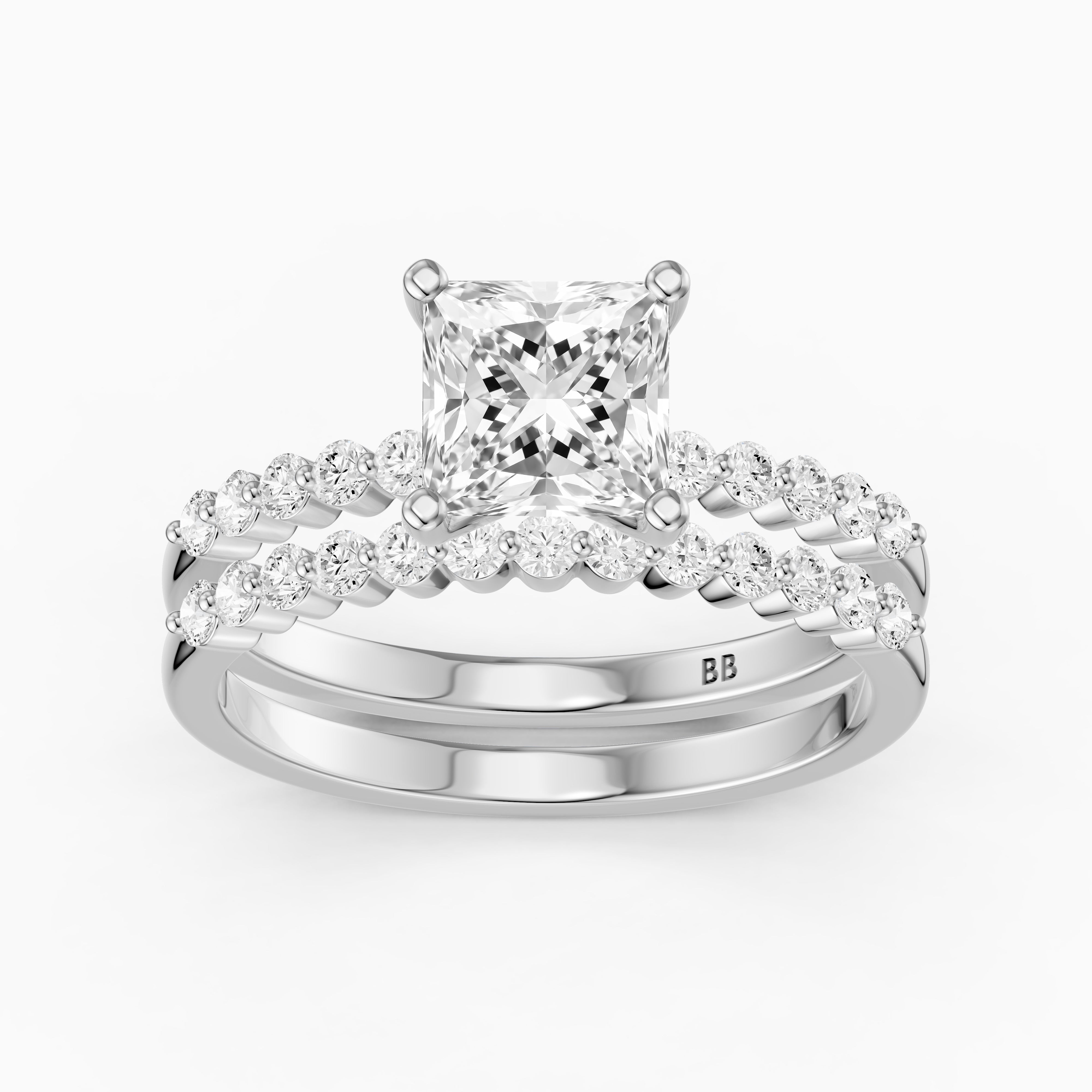 Tarsila Princess Cut Lab Grown Diamond Shared Prong Bridel Set