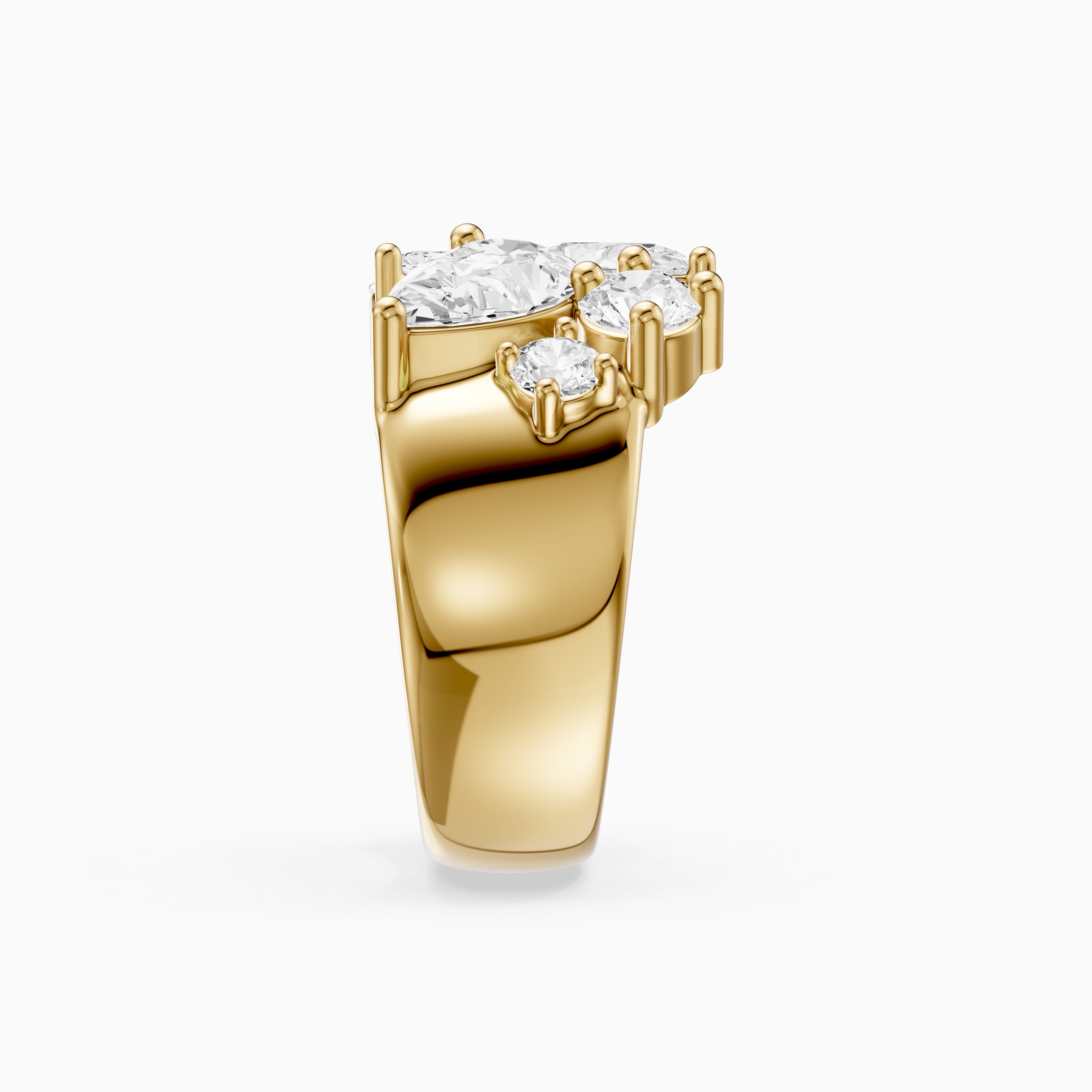 Aniya Mixed Shape Lab Grown Diamond Cluster Wide Open Cigar Band