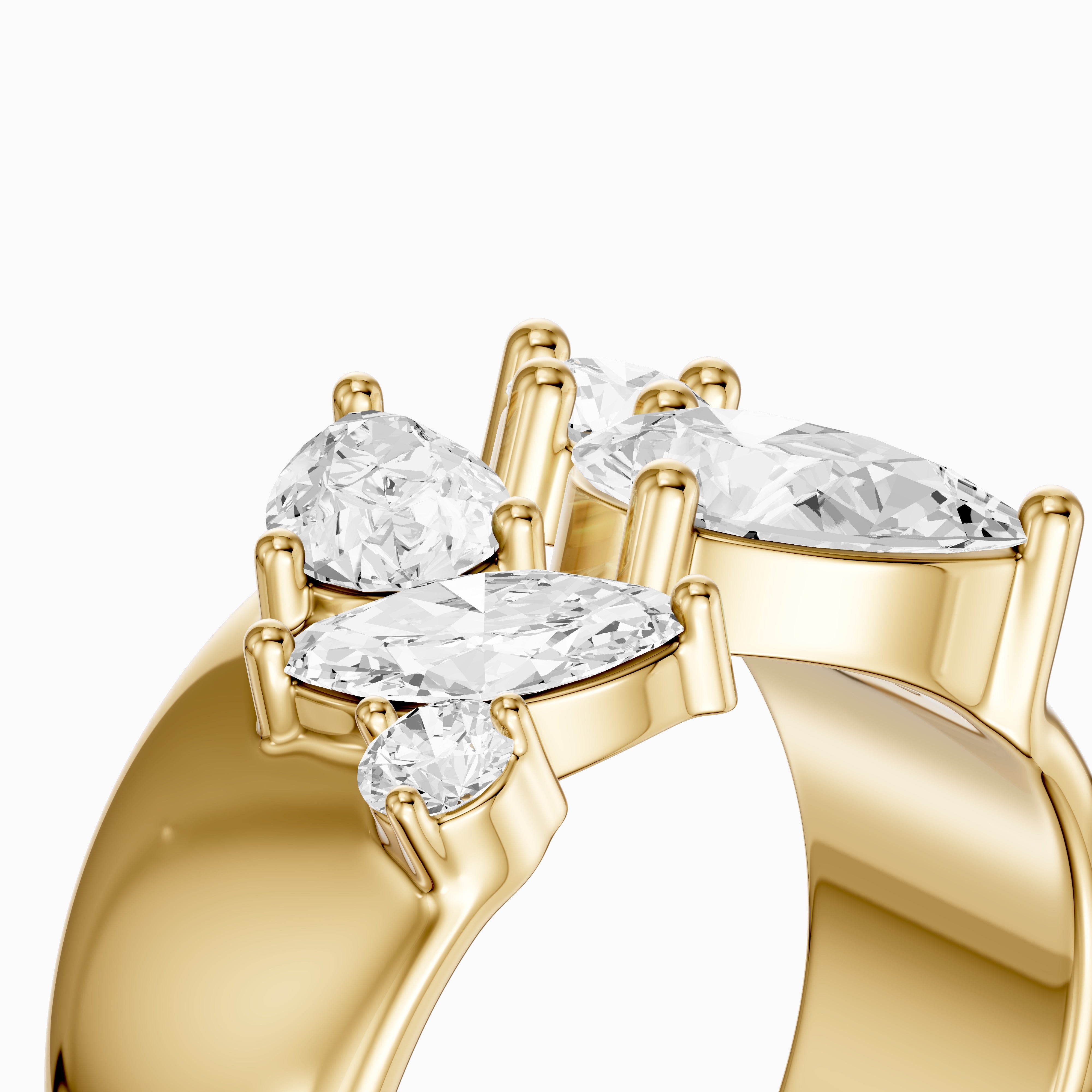 Aniya Mixed Shape Lab Grown Diamond Cluster Wide Open Cigar Band