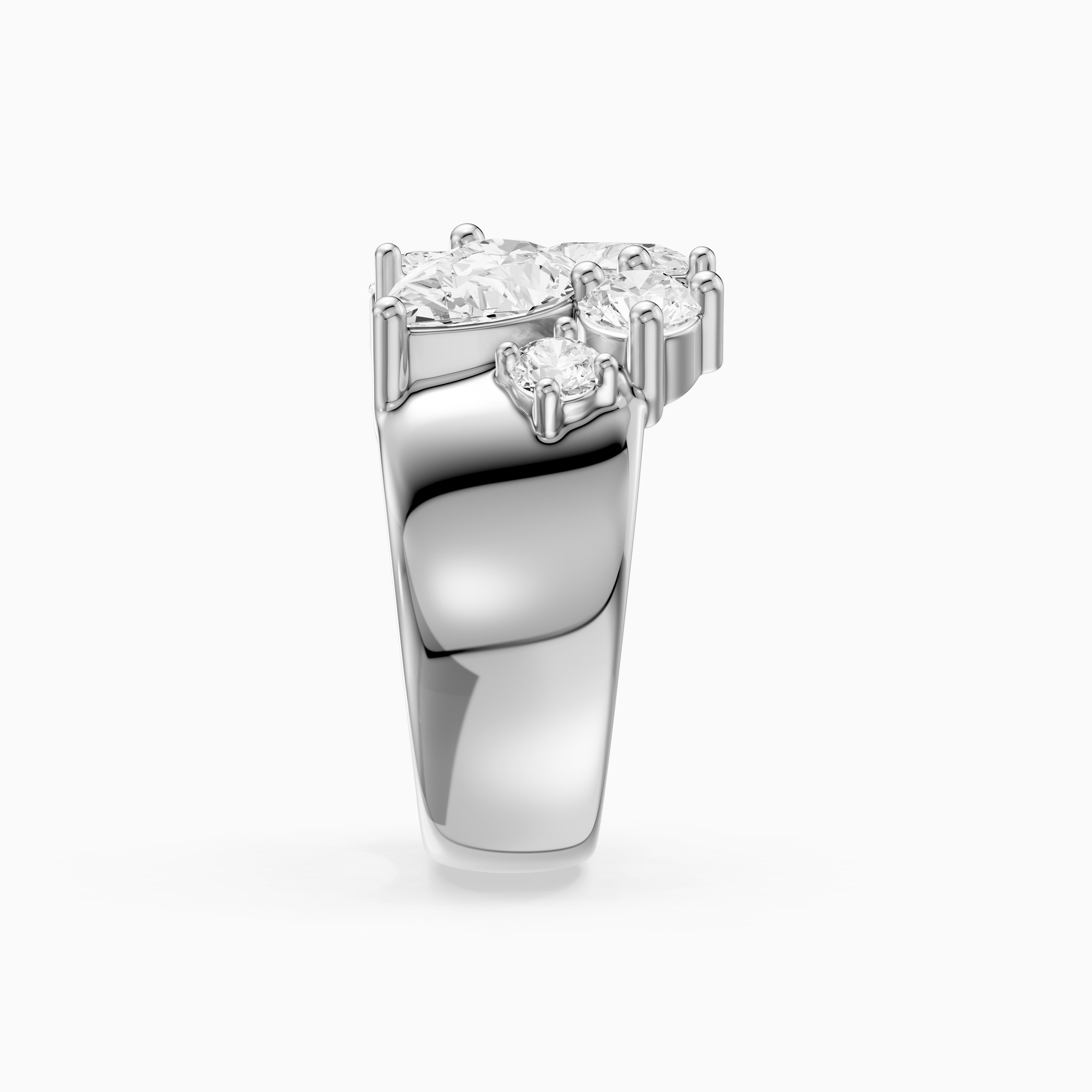 Aniya Mixed Shape Lab Grown Diamond Cluster Wide Open Cigar Band
