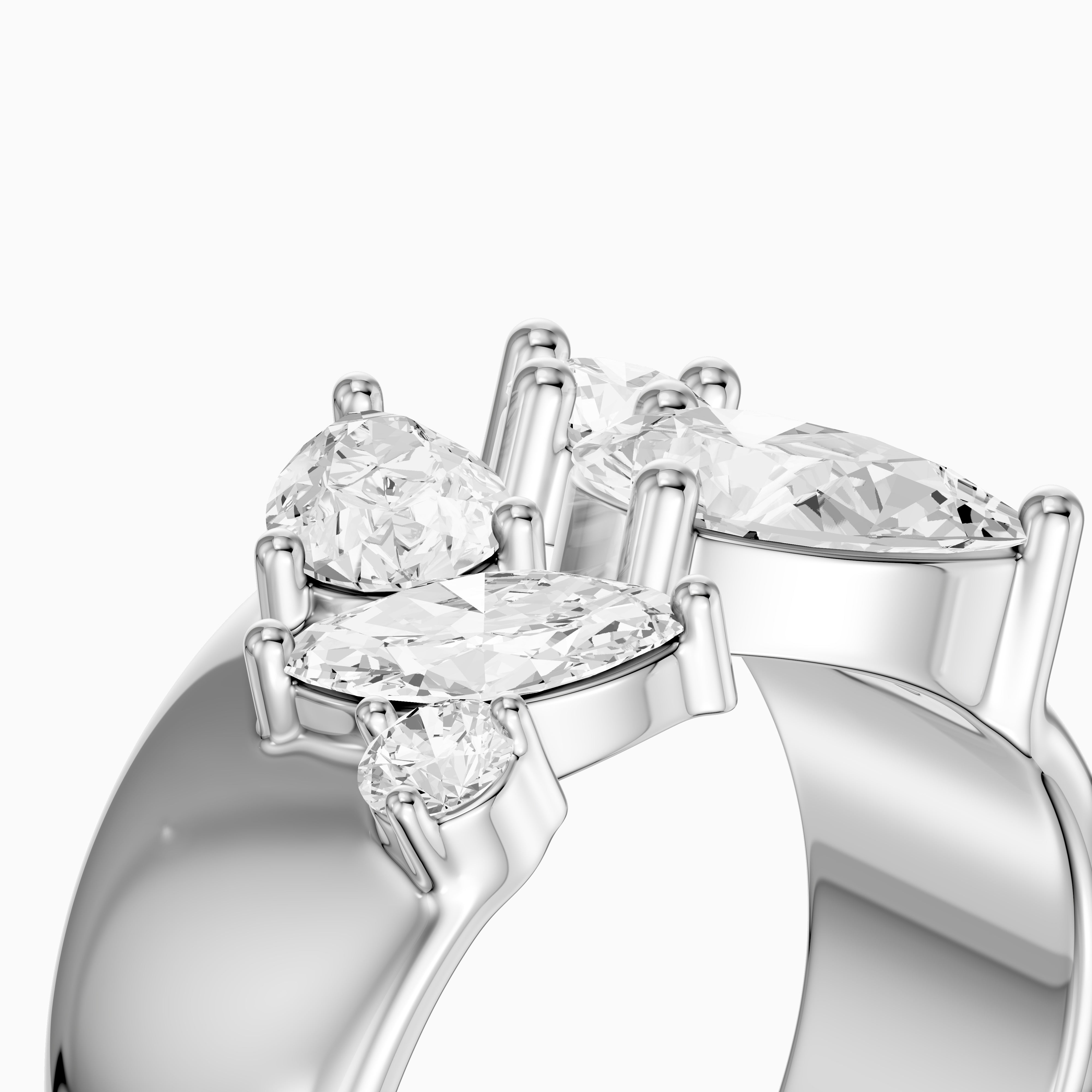 Aniya Mixed Shape Lab Grown Diamond Cluster Wide Open Cigar Band