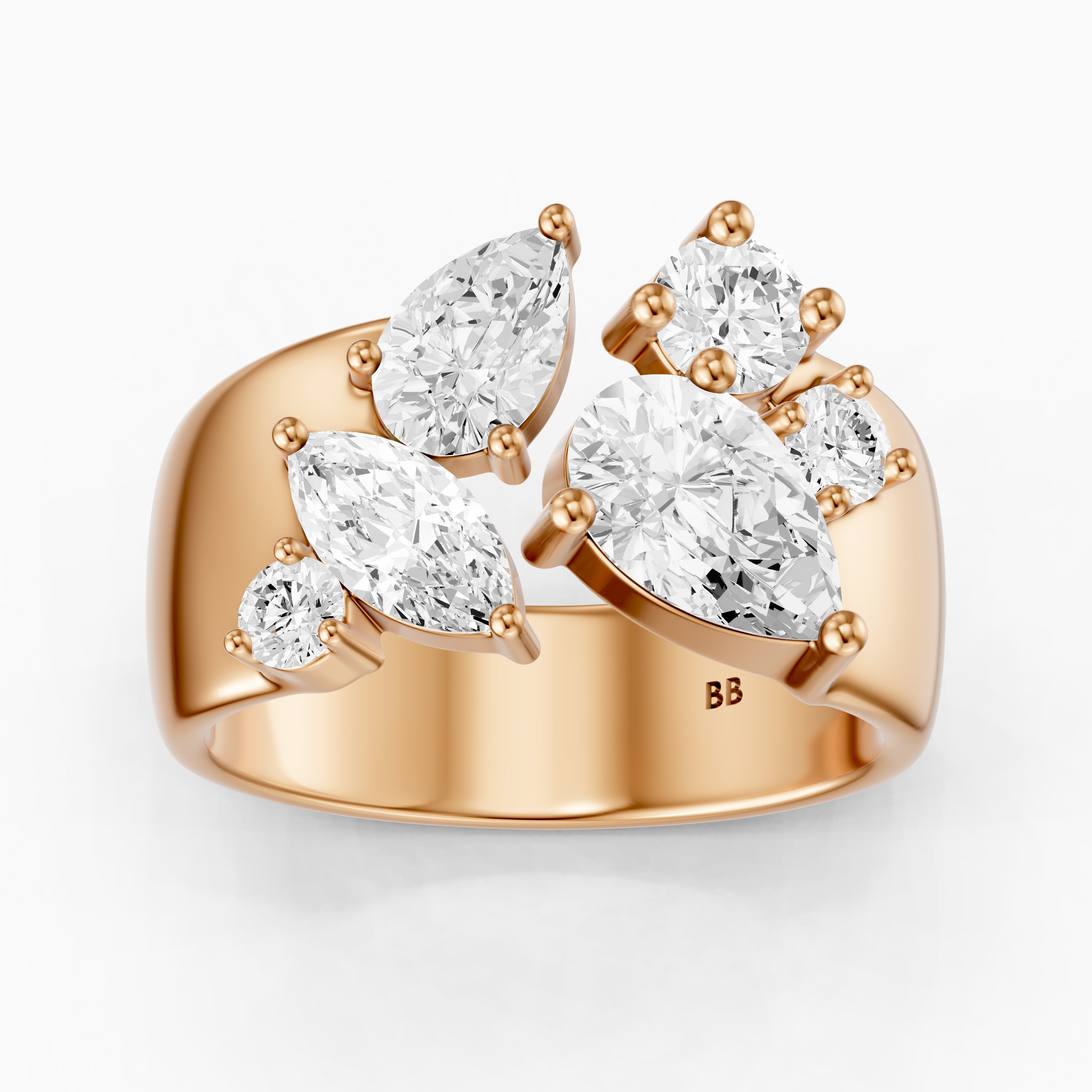 Aniya Mixed Shape Lab Grown Diamond Cluster Wide Open Cigar Band