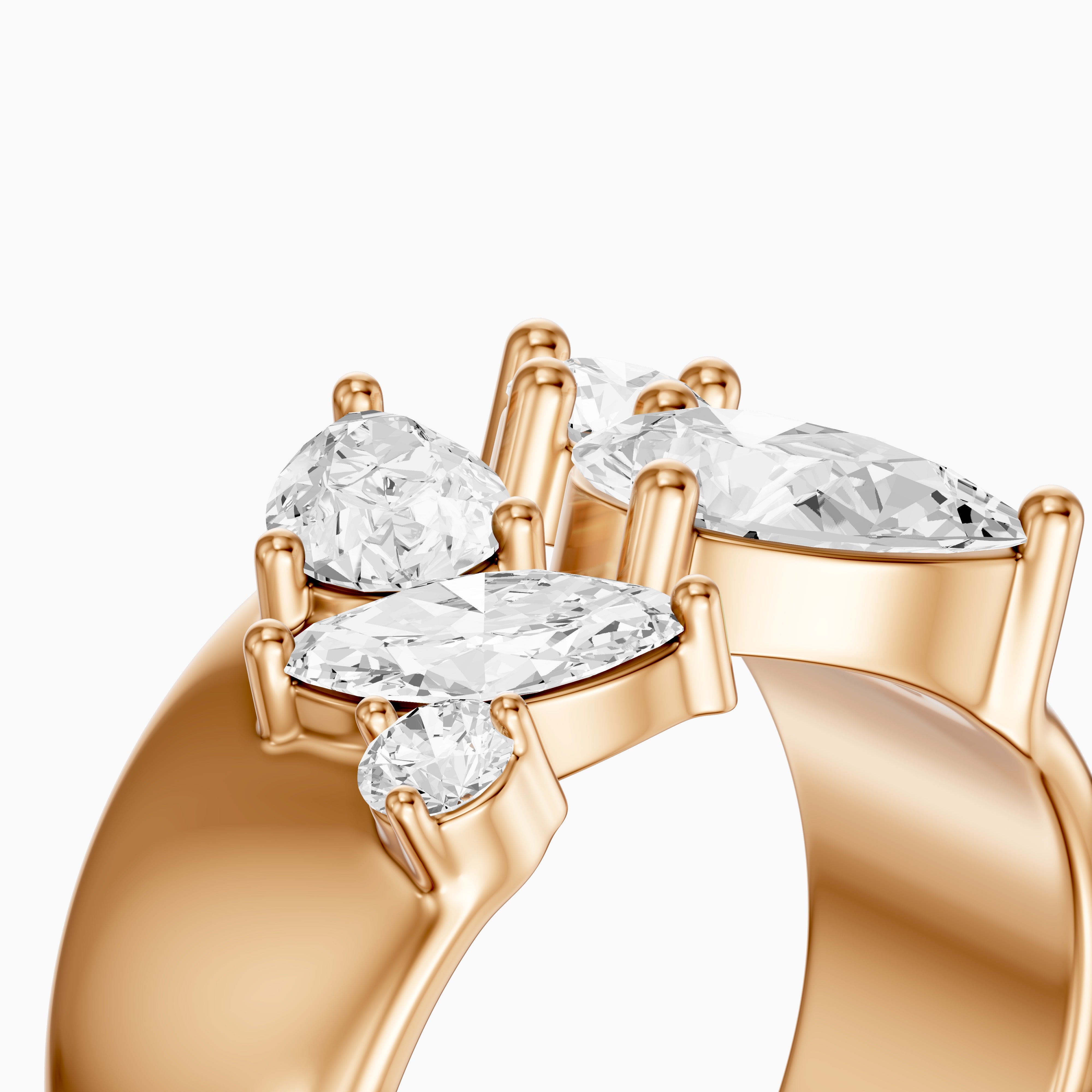 Aniya Mixed Shape Lab Grown Diamond Cluster Wide Open Cigar Band