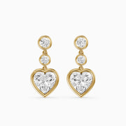 Ava Heart Shape and Round Lab Grown Diamond Bezel Drop Earrings