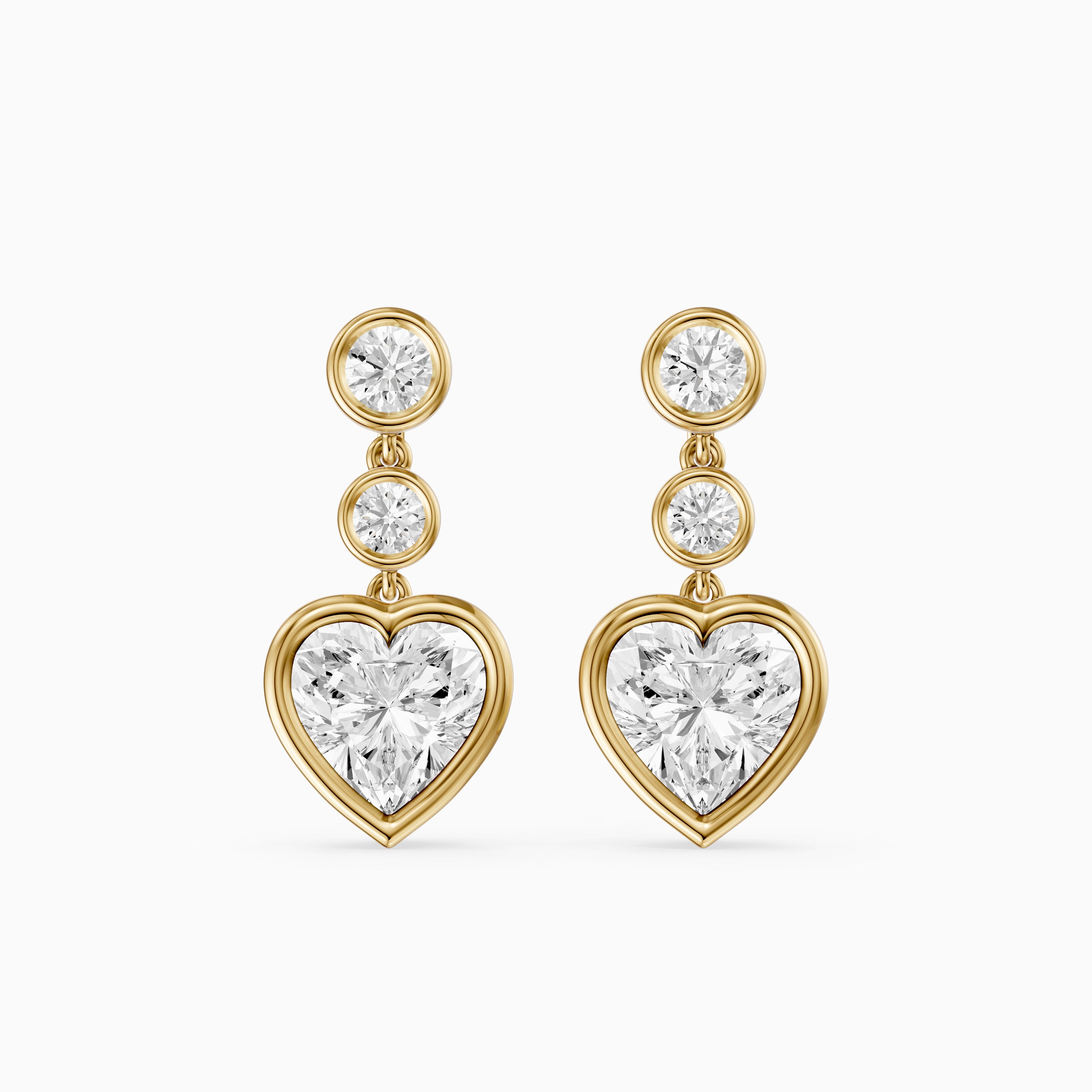 Ava Heart Shape and Round Lab Grown Diamond Bezel Drop Earrings