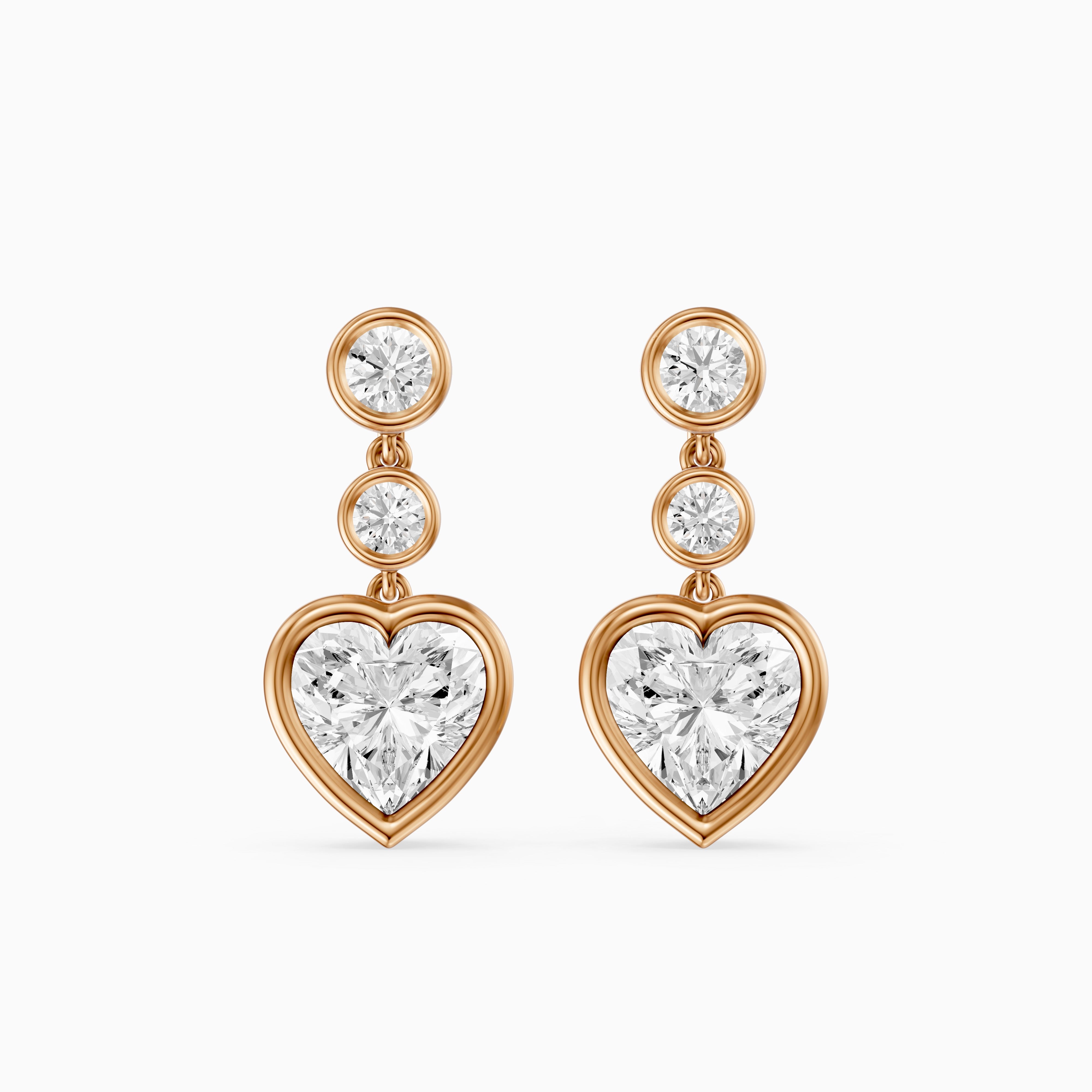 Ava Heart Shape and Round Lab Grown Diamond Bezel Drop Earrings