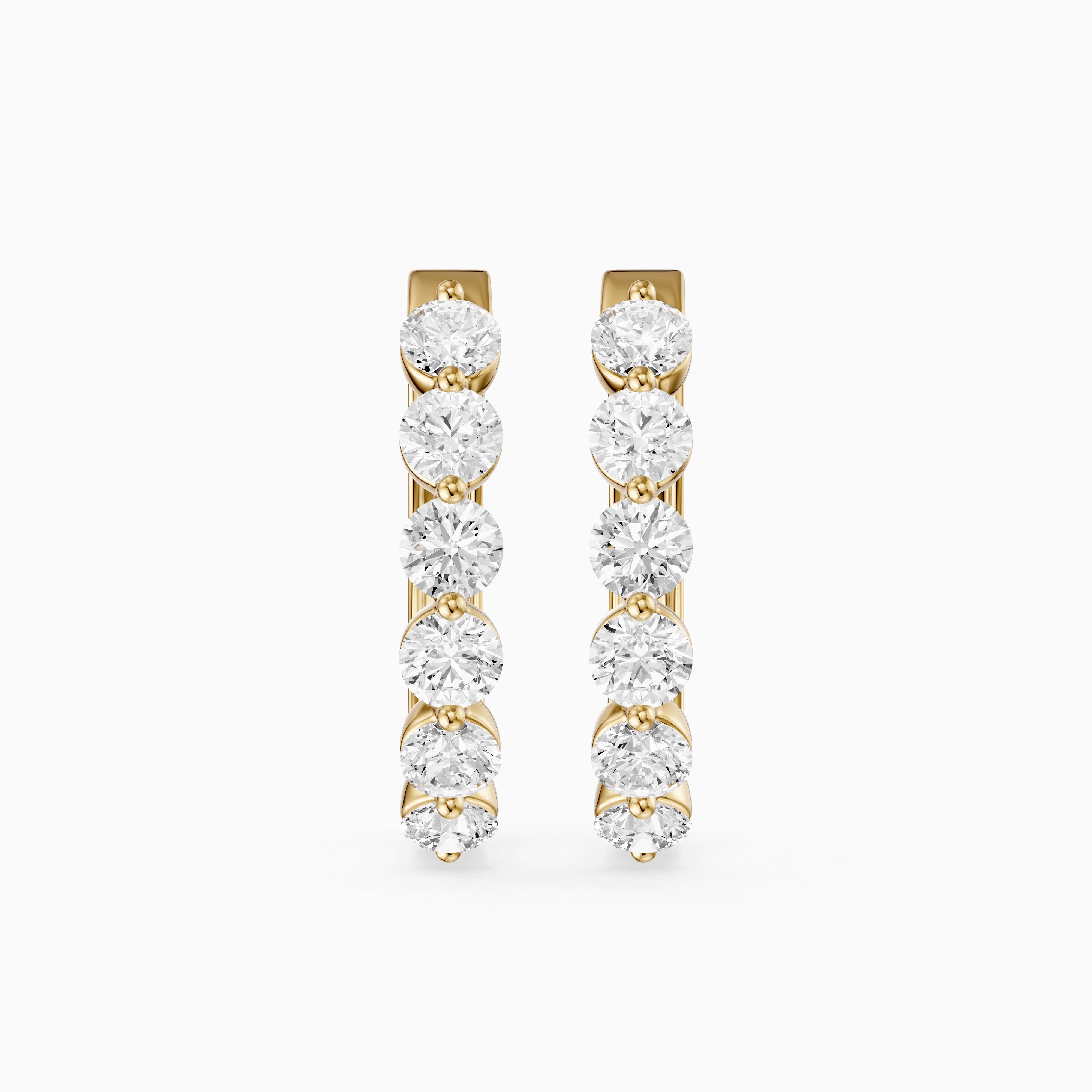 Yvette Round Cut Lab Grown Diamond Shared Prong Hoop Earrings