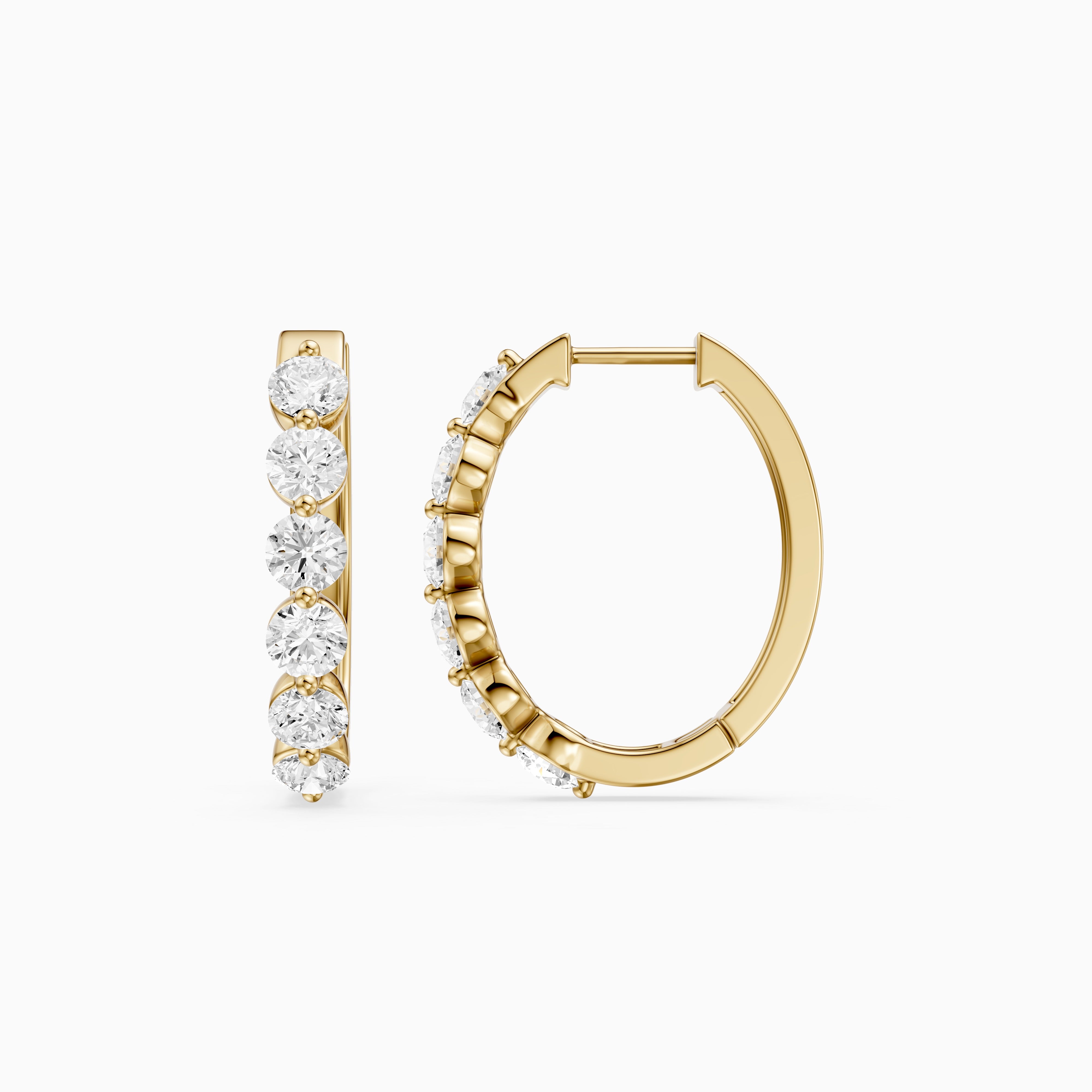 Yvette Round Cut Lab Grown Diamond Shared Prong Hoop Earrings