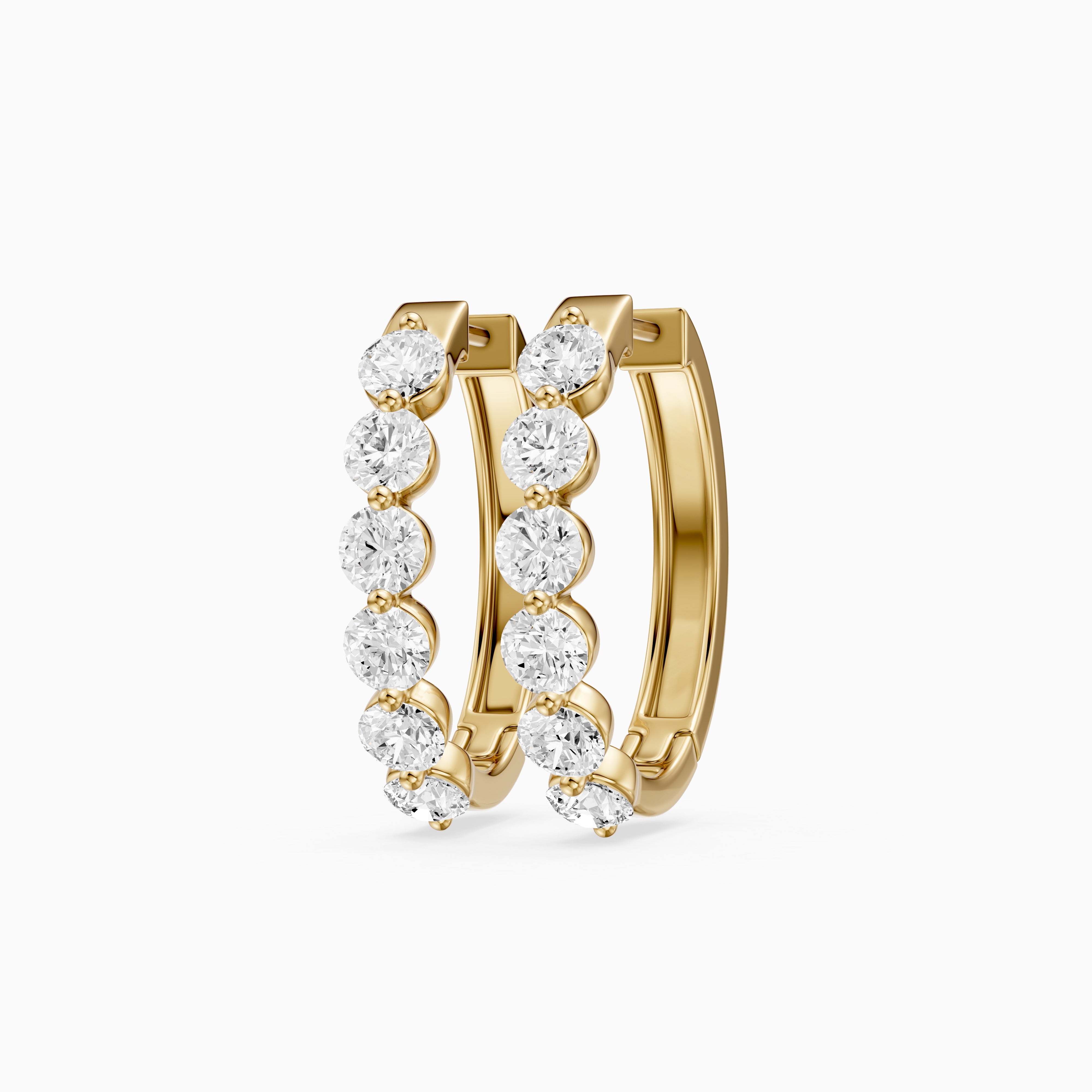 Yvette Round Cut Lab Grown Diamond Shared Prong Hoop Earrings