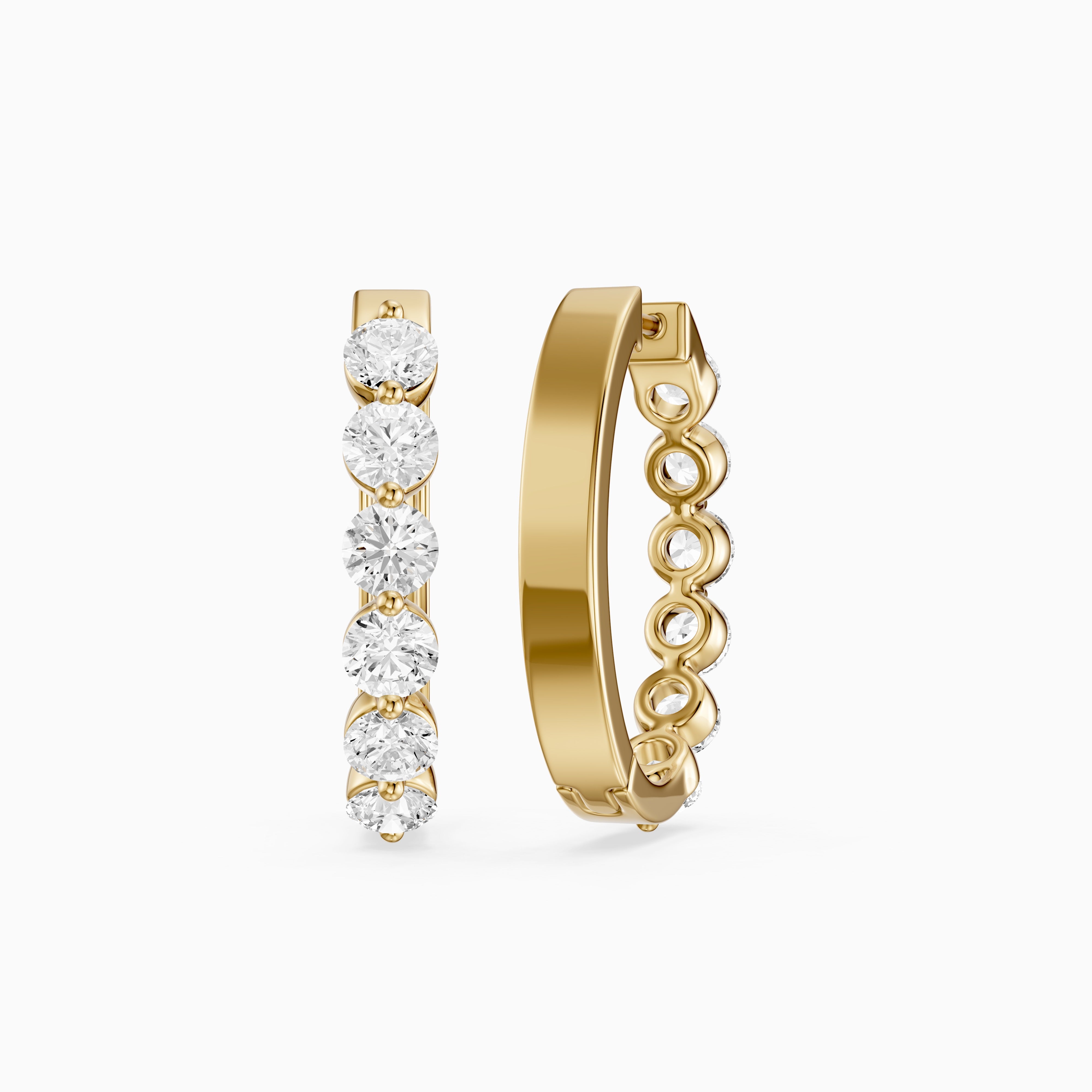 Yvette Round Cut Lab Grown Diamond Shared Prong Hoop Earrings