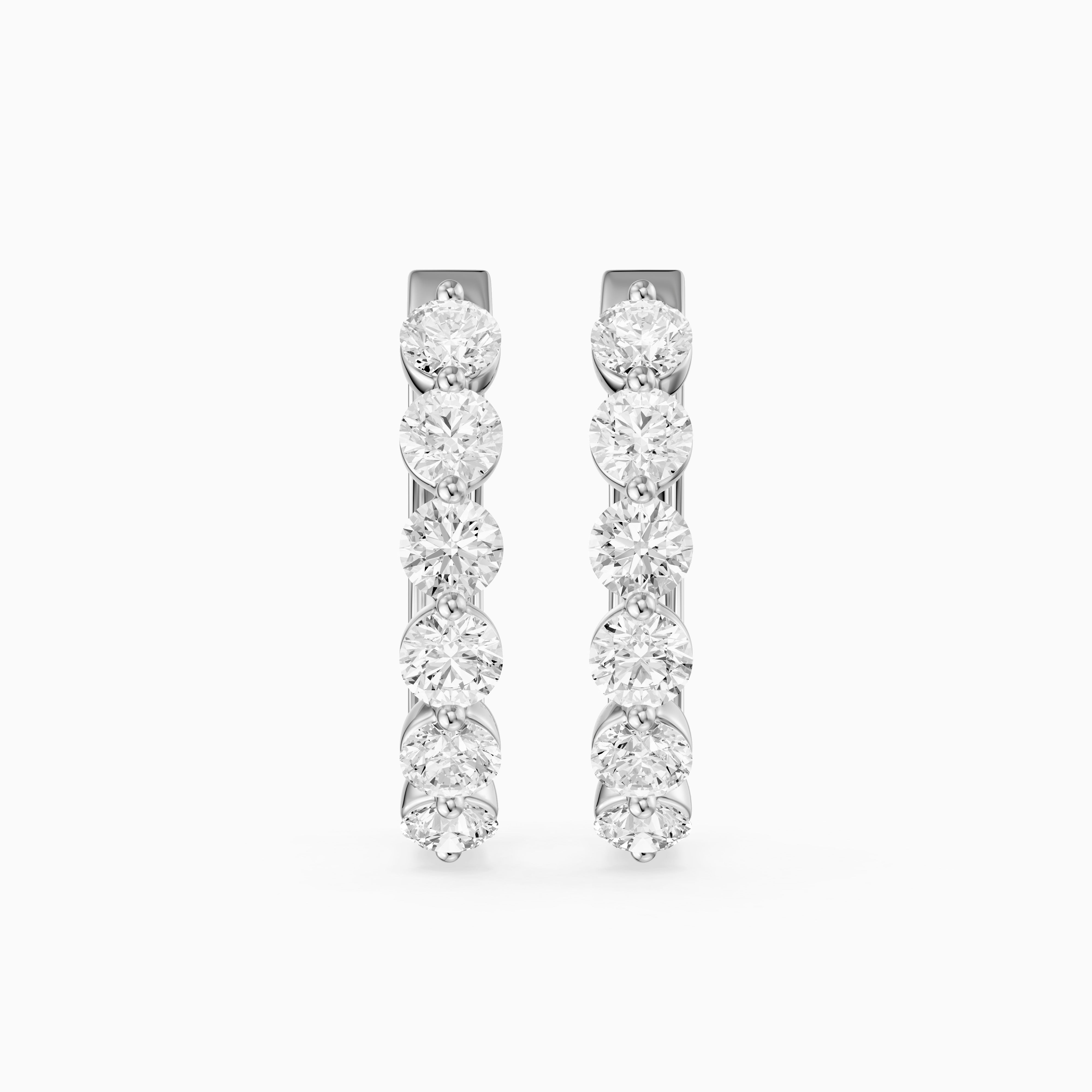 Yvette Round Cut Lab Grown Diamond Shared Prong Hoop Earrings