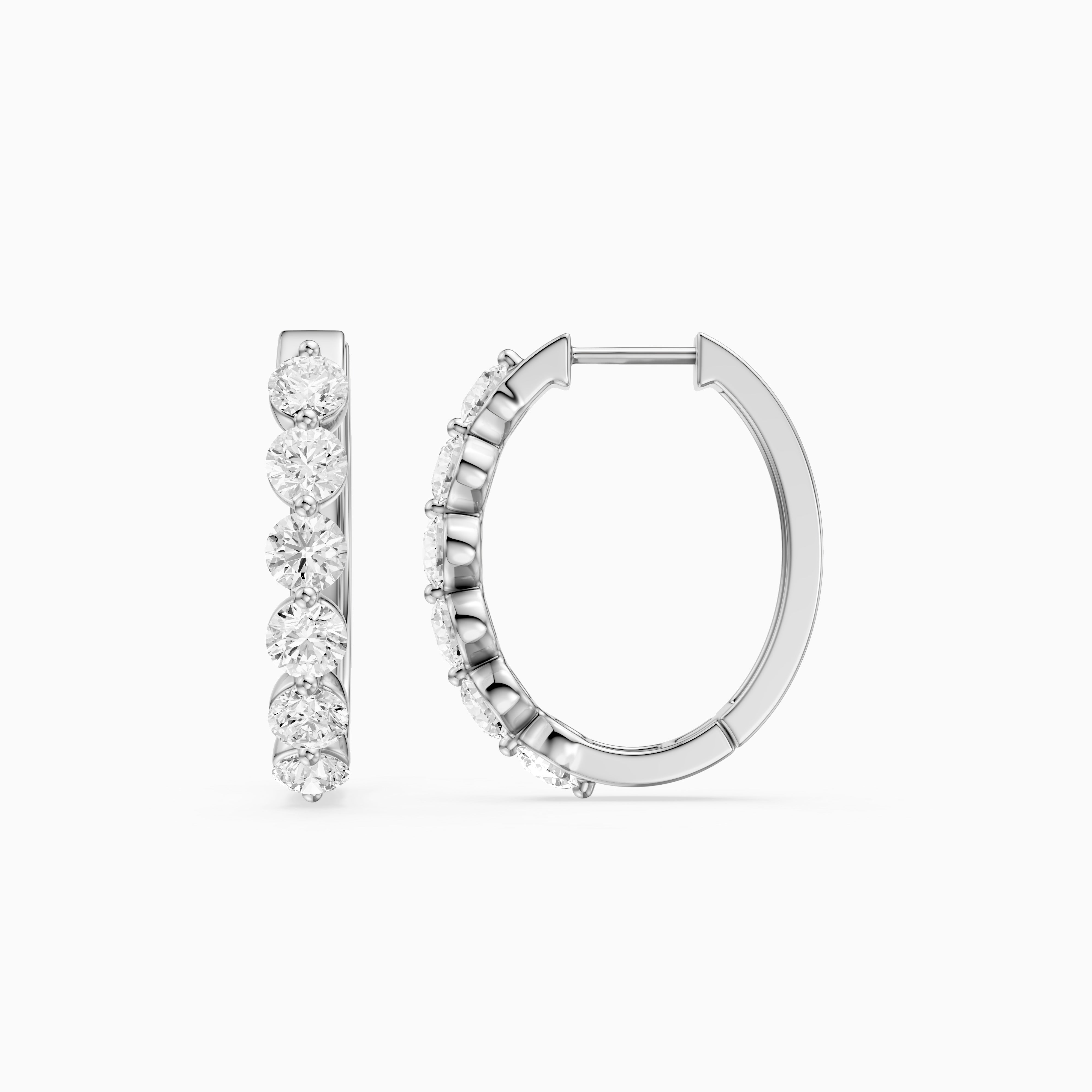 Yvette Round Cut Lab Grown Diamond Shared Prong Hoop Earrings