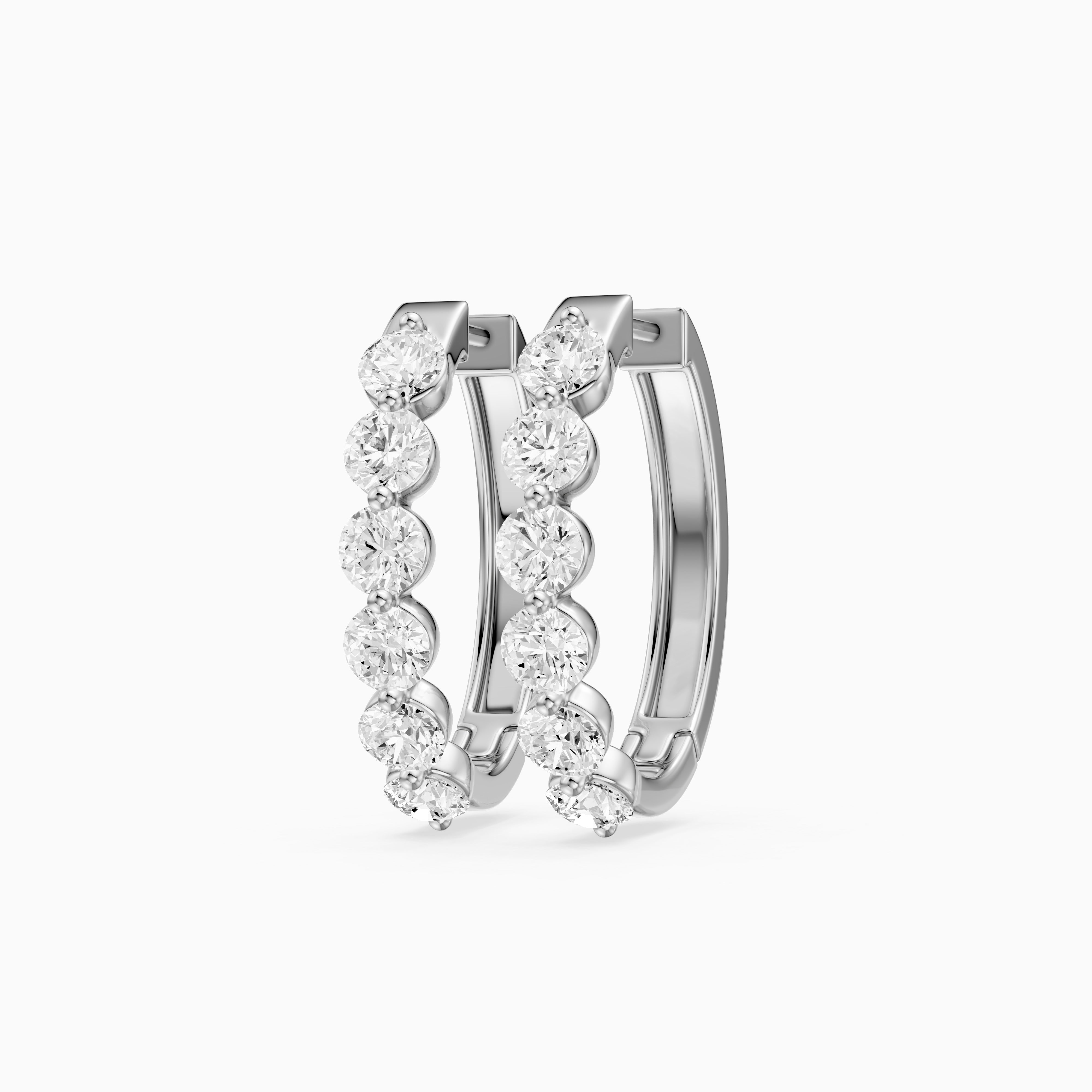 Yvette Round Cut Lab Grown Diamond Shared Prong Hoop Earrings