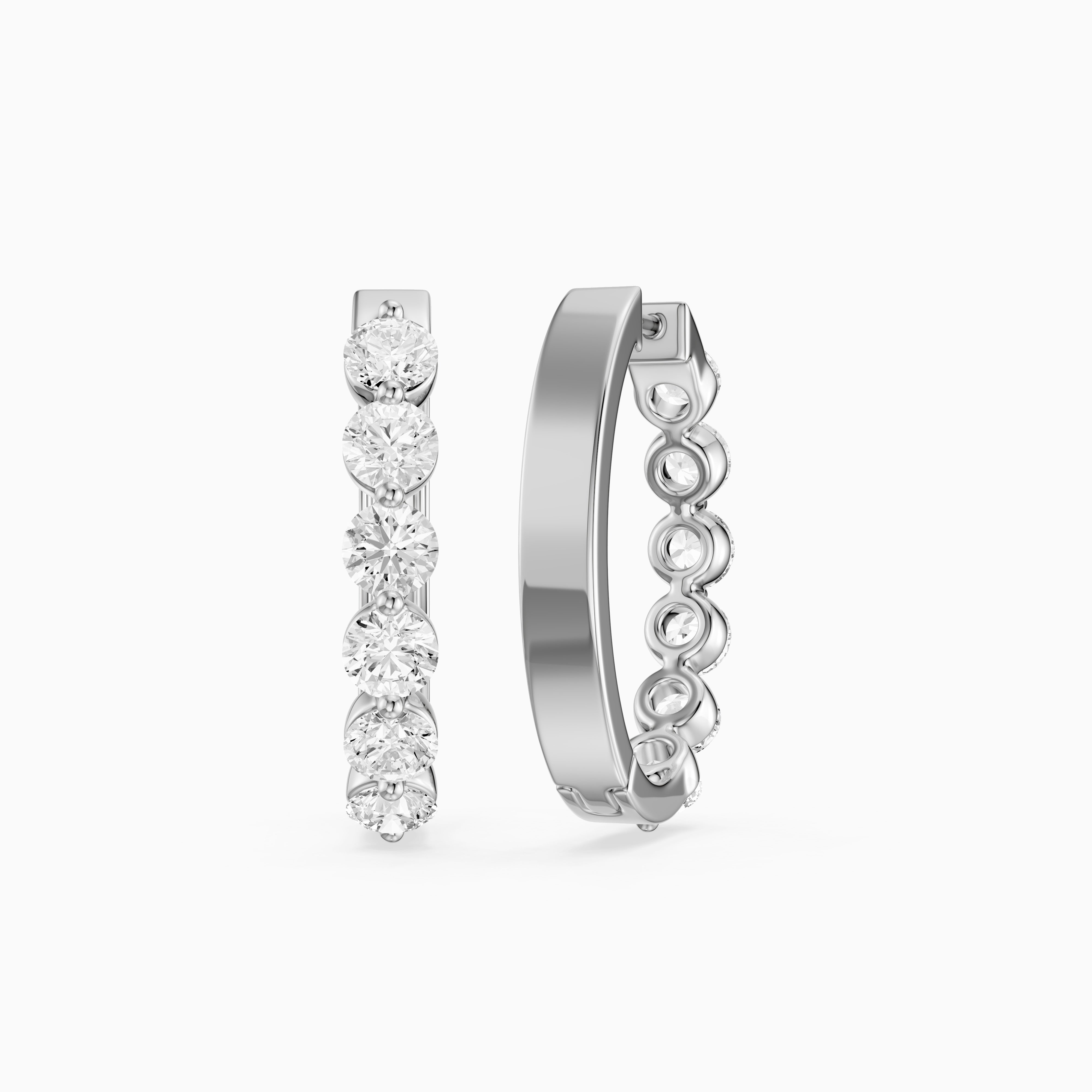 Yvette Round Cut Lab Grown Diamond Shared Prong Hoop Earrings