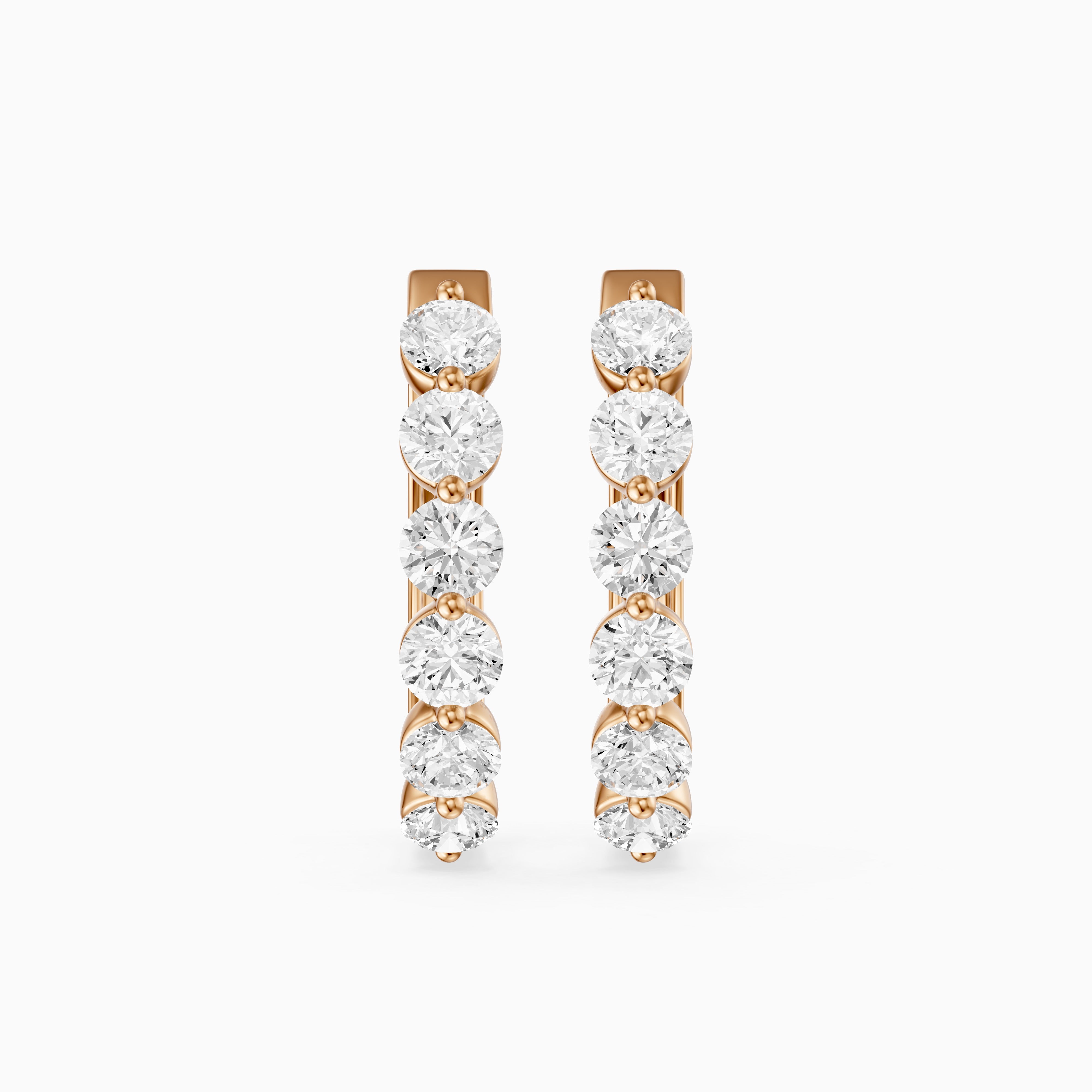 Yvette Round Cut Lab Grown Diamond Shared Prong Hoop Earrings