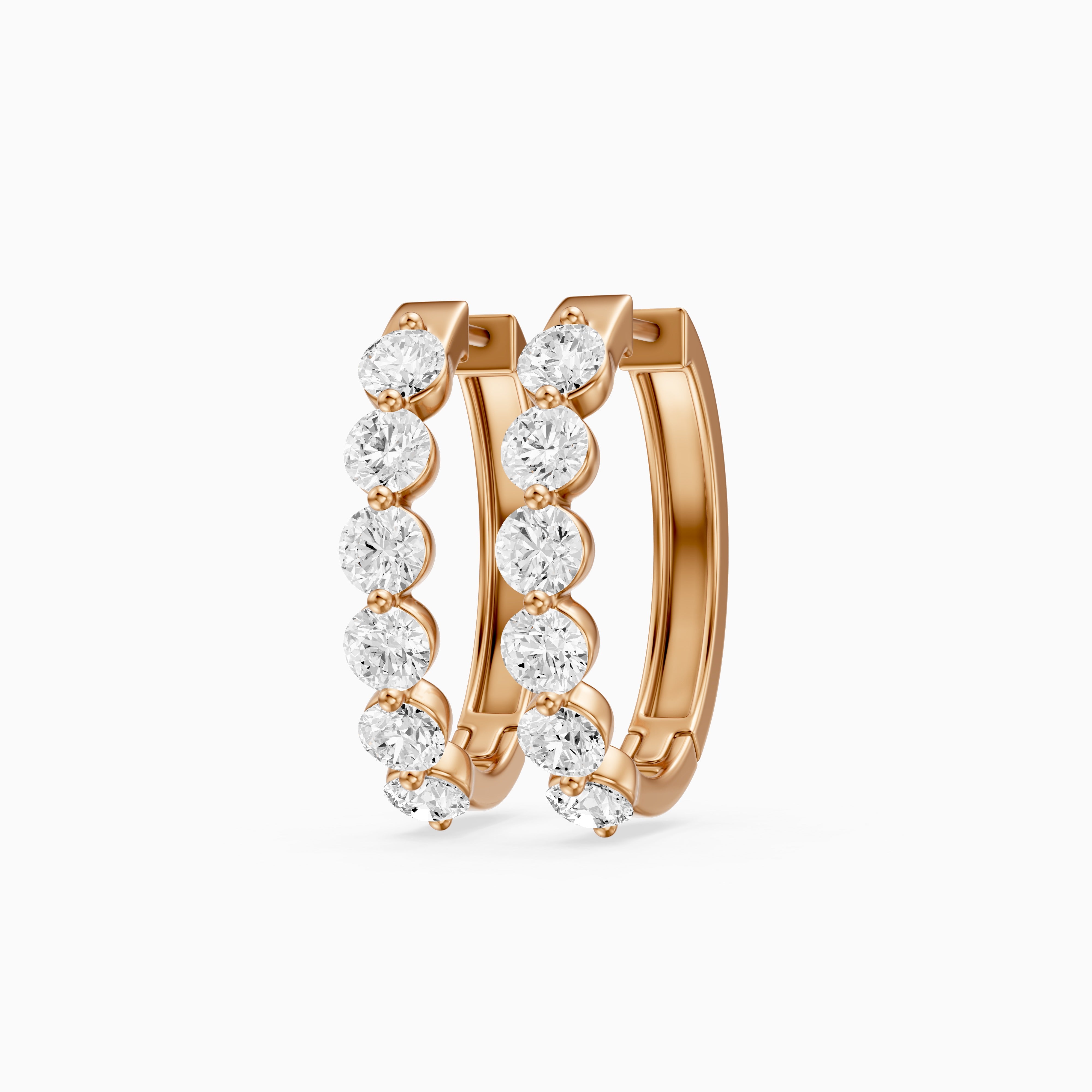 Yvette Round Cut Lab Grown Diamond Shared Prong Hoop Earrings