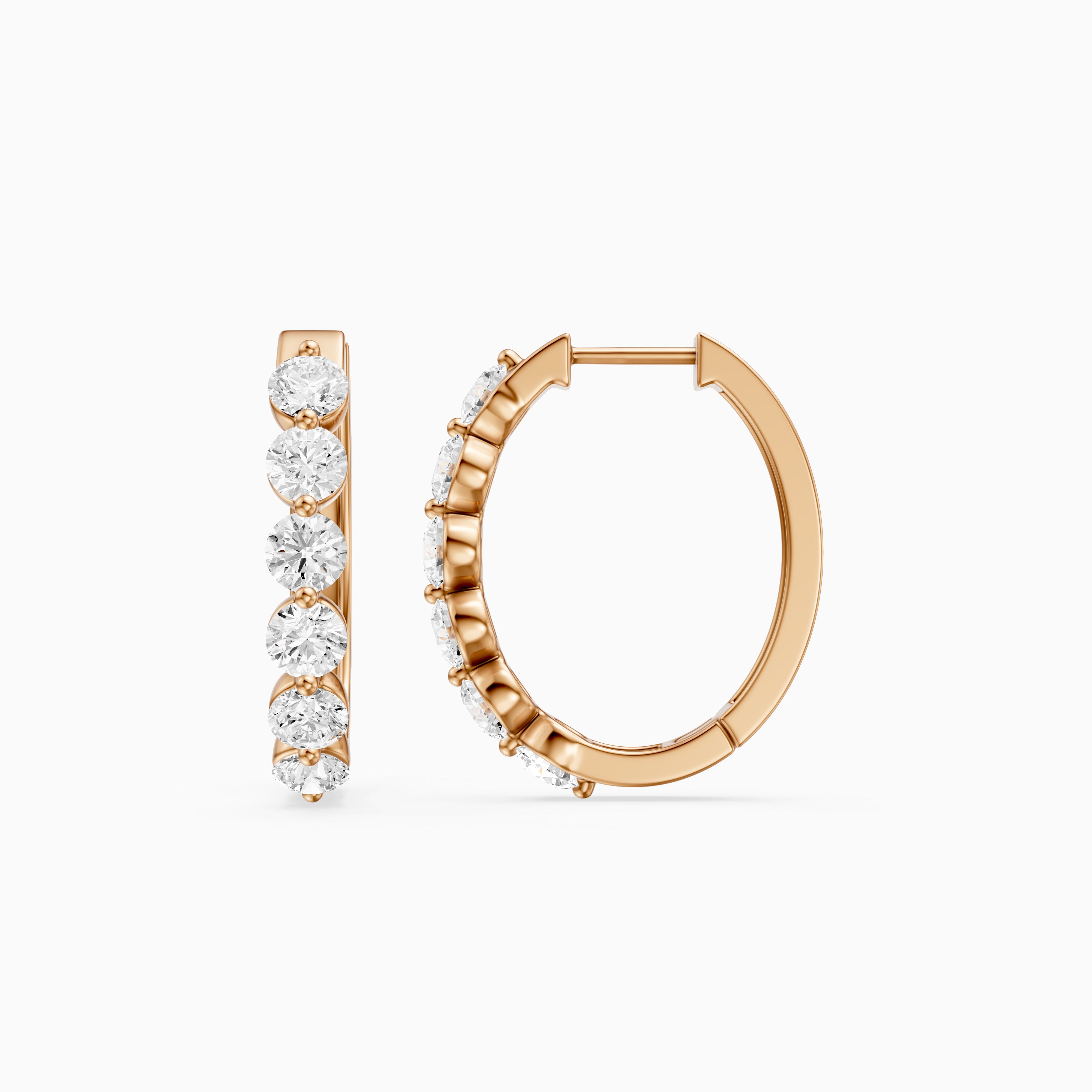 Yvette Round Cut Lab Grown Diamond Shared Prong Hoop Earrings