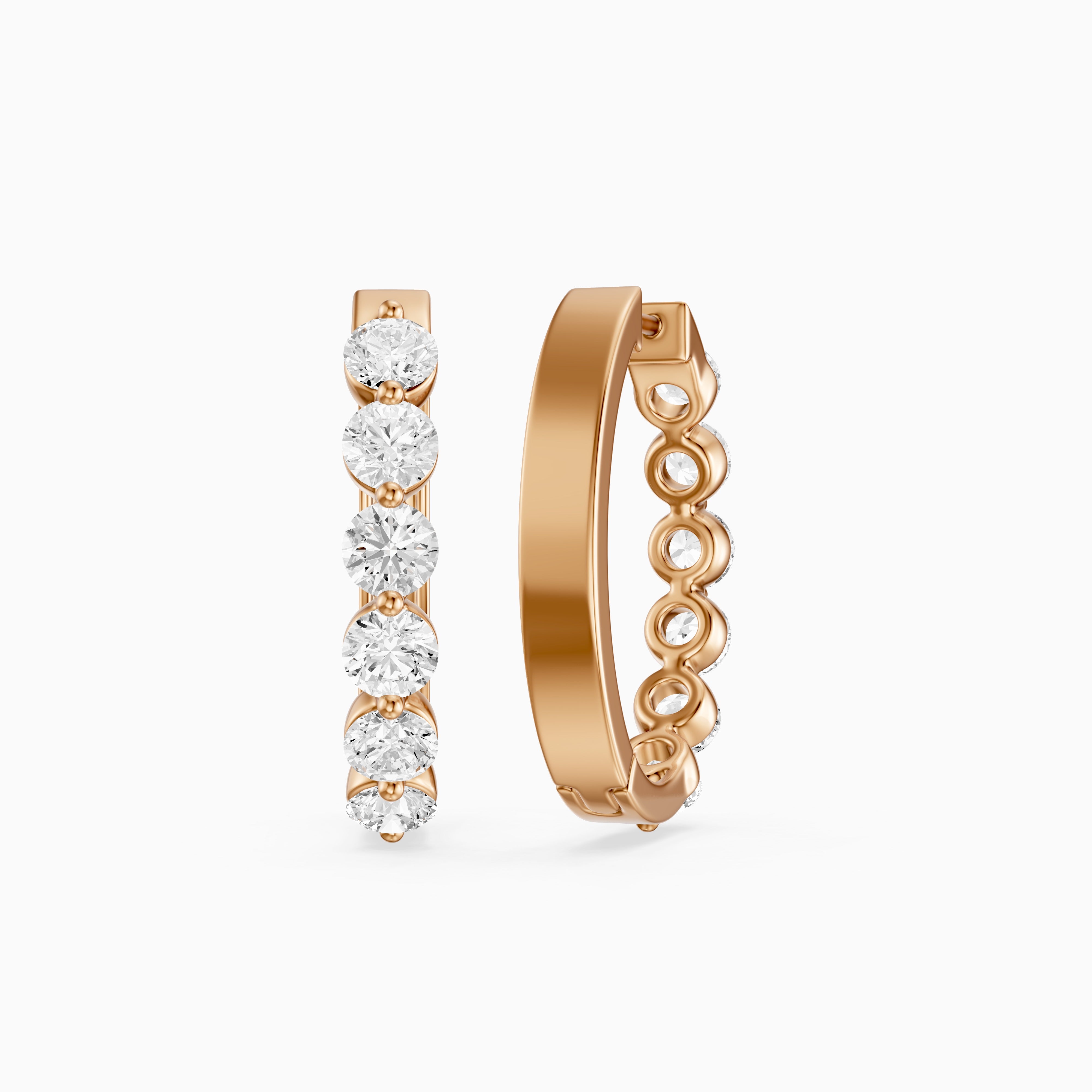 Yvette Round Cut Lab Grown Diamond Shared Prong Hoop Earrings