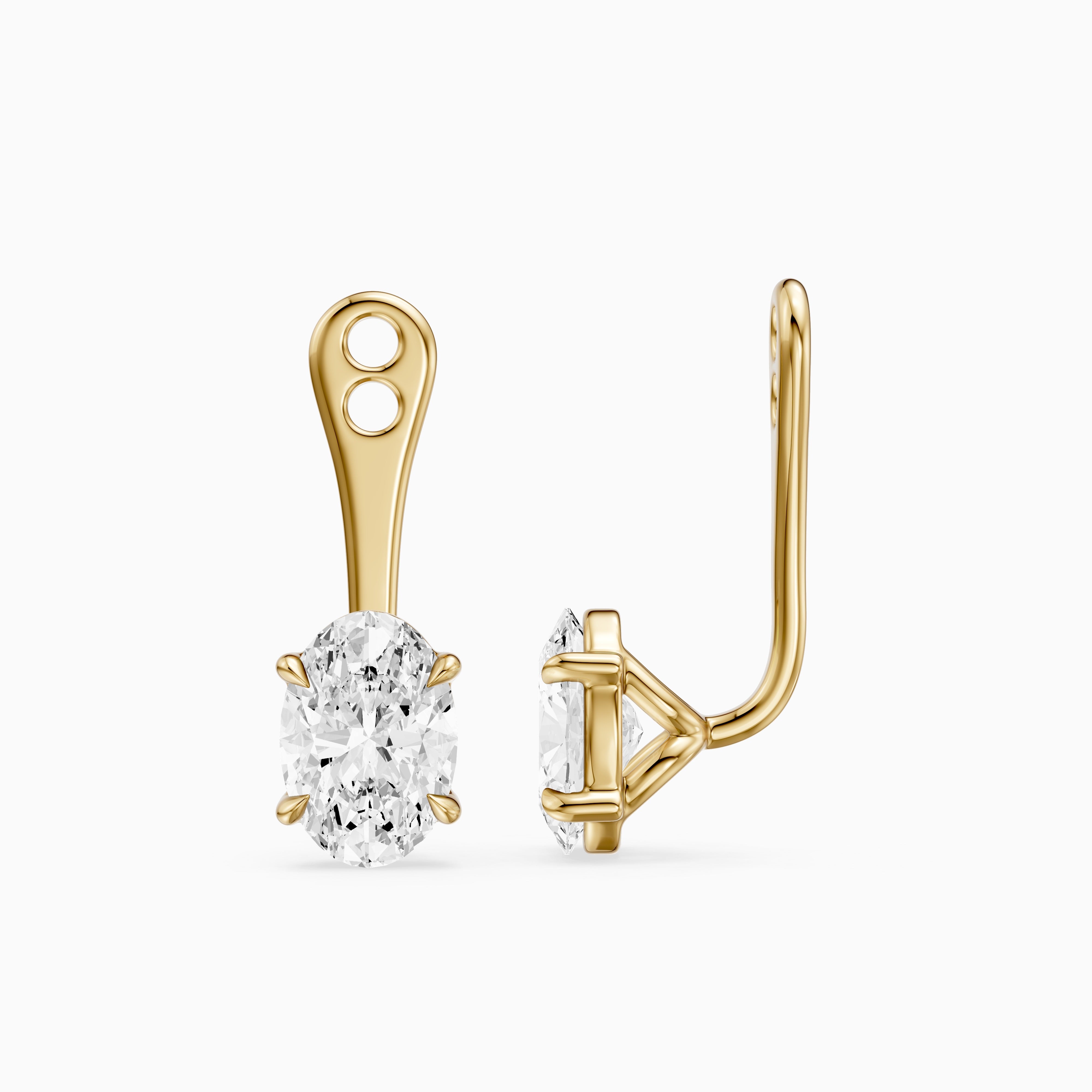 Lilith Oval Lab Grown Diamond Four Prong Jacket Cuff Earrings