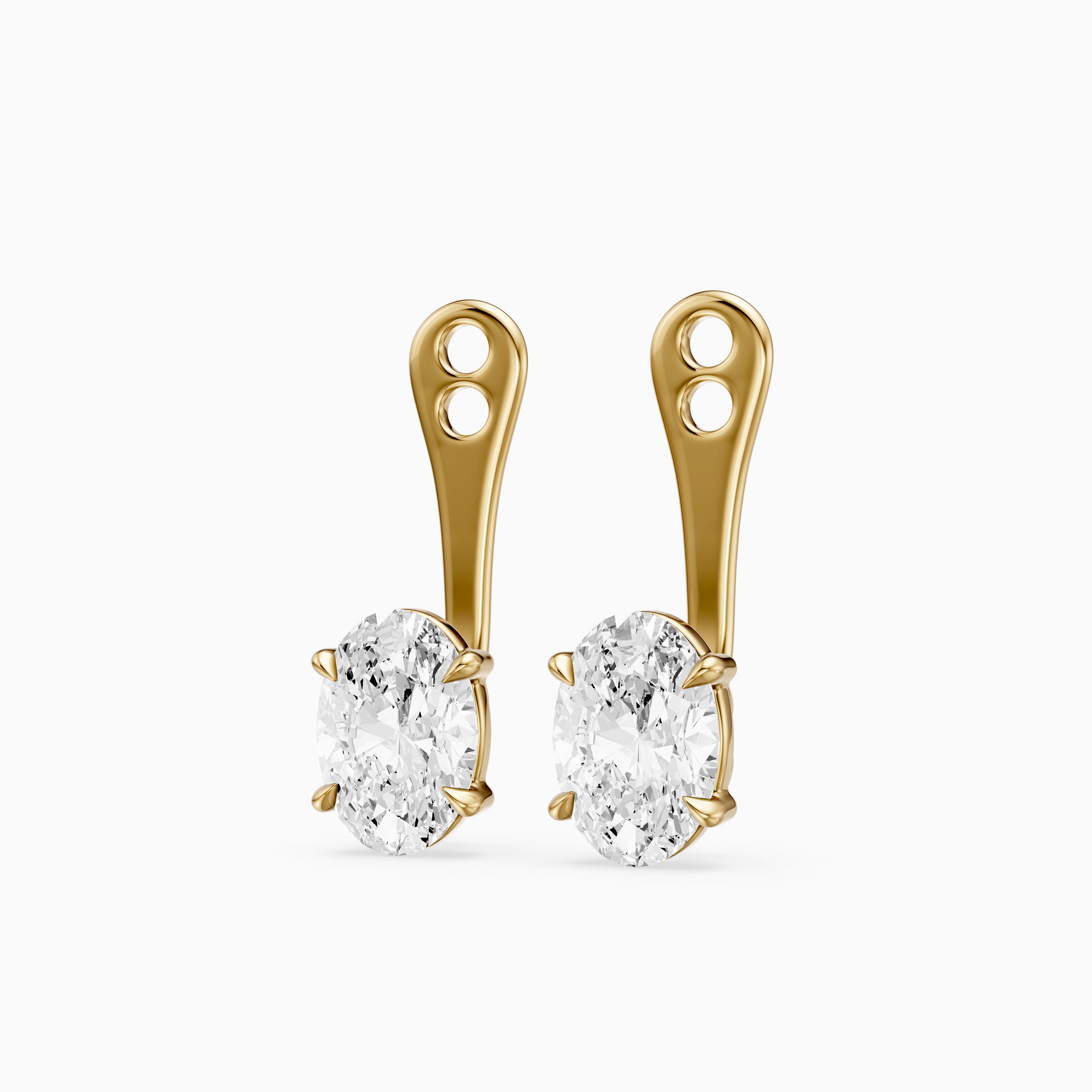 Lilith Oval Lab Grown Diamond Four Prong Jacket Cuff Earrings