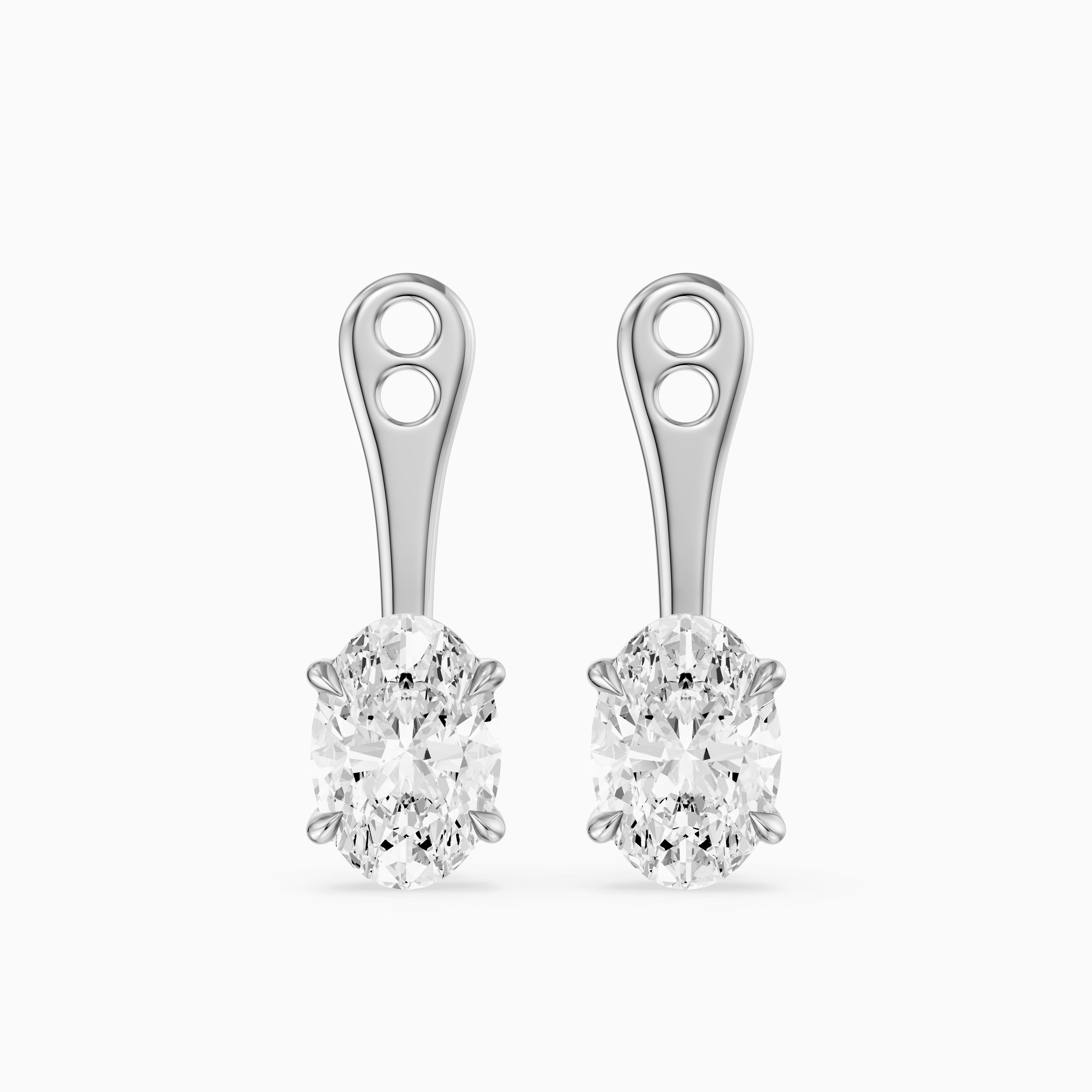 Lilith Oval Lab Grown Diamond Four Prong Jacket Cuff Earrings