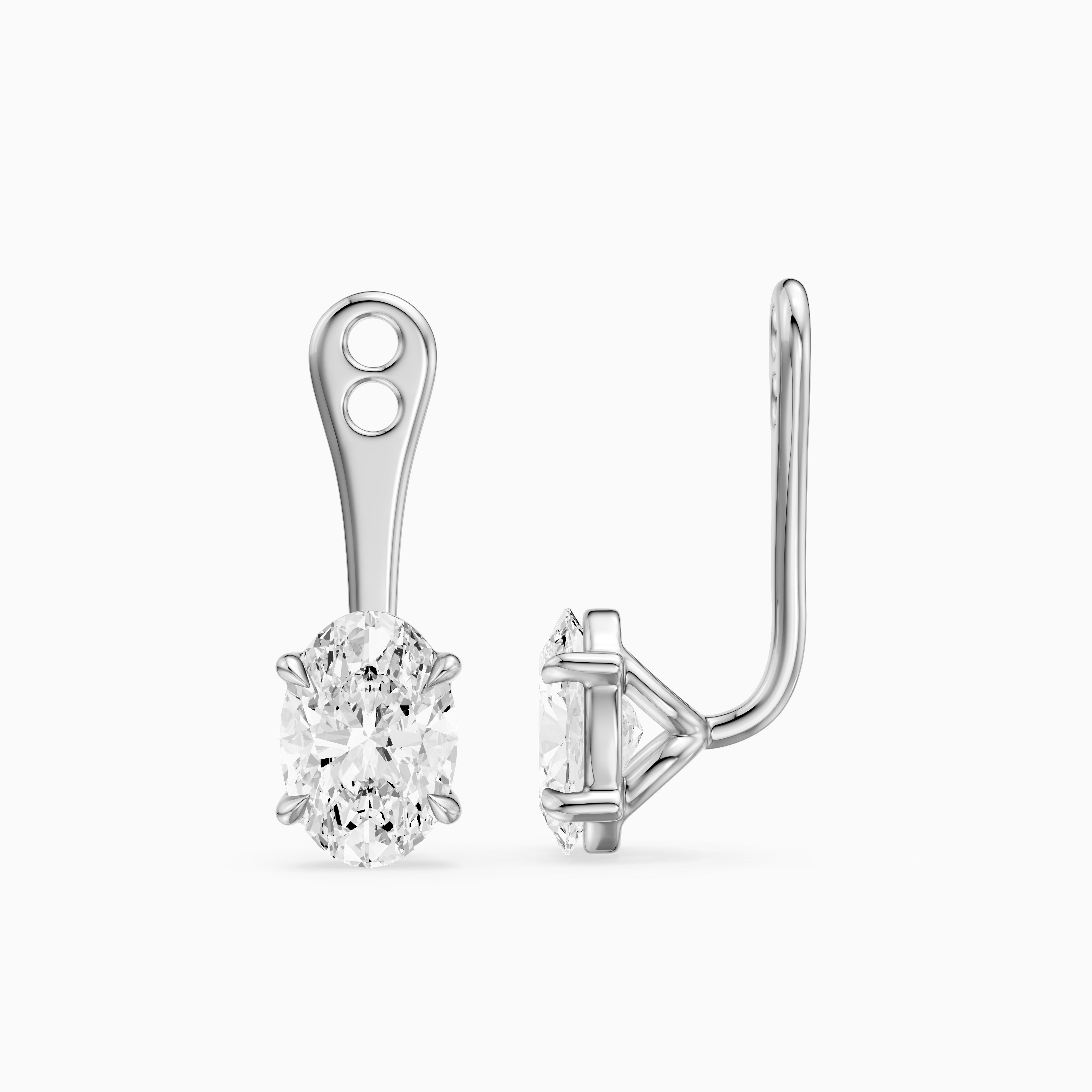 Lilith Oval Lab Grown Diamond Four Prong Jacket Cuff Earrings