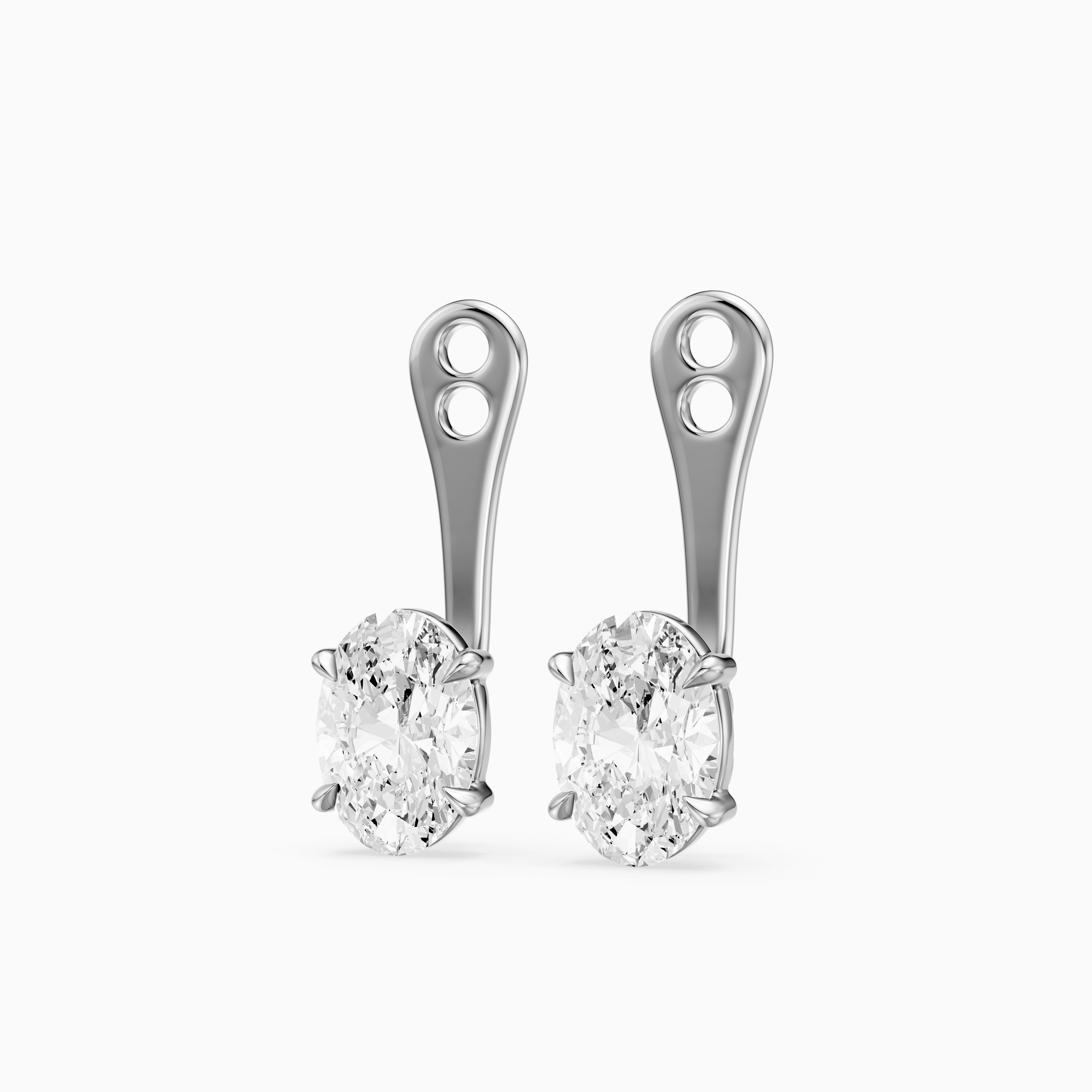 Lilith Oval Lab Grown Diamond Four Prong Jacket Cuff Earrings