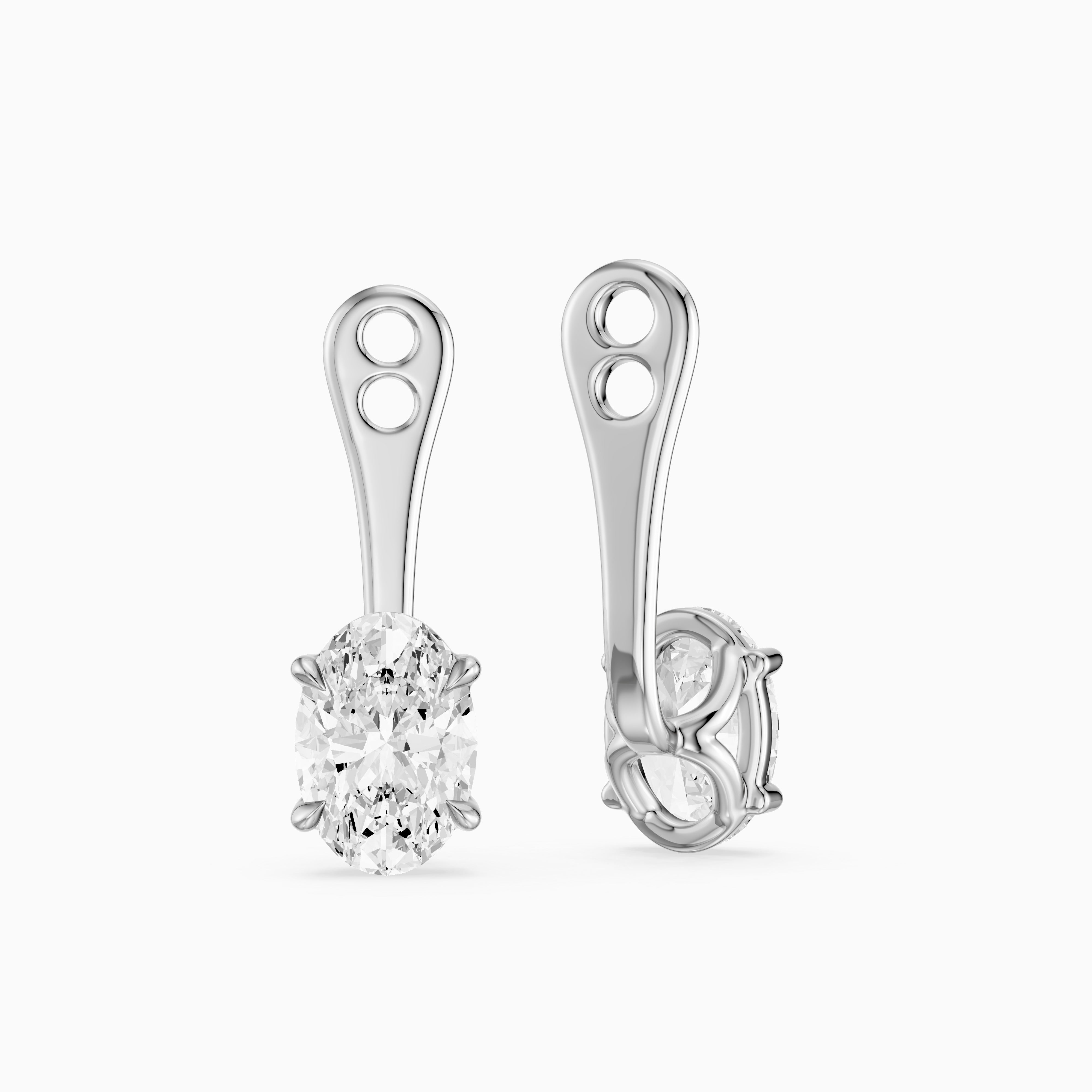 Lilith Oval Lab Grown Diamond Four Prong Jacket Cuff Earrings