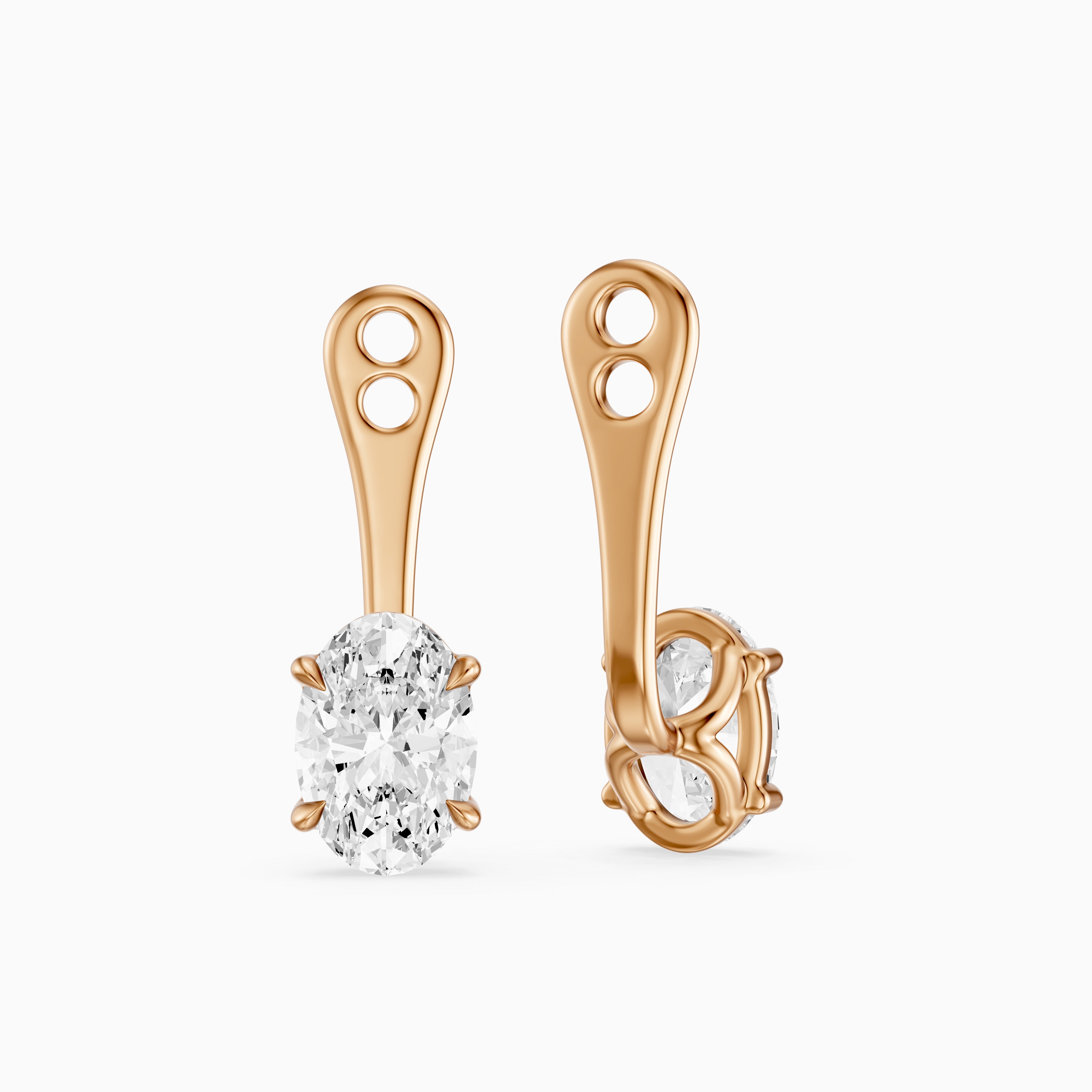 Lilith Oval Lab Grown Diamond Four Prong Jacket Cuff Earrings