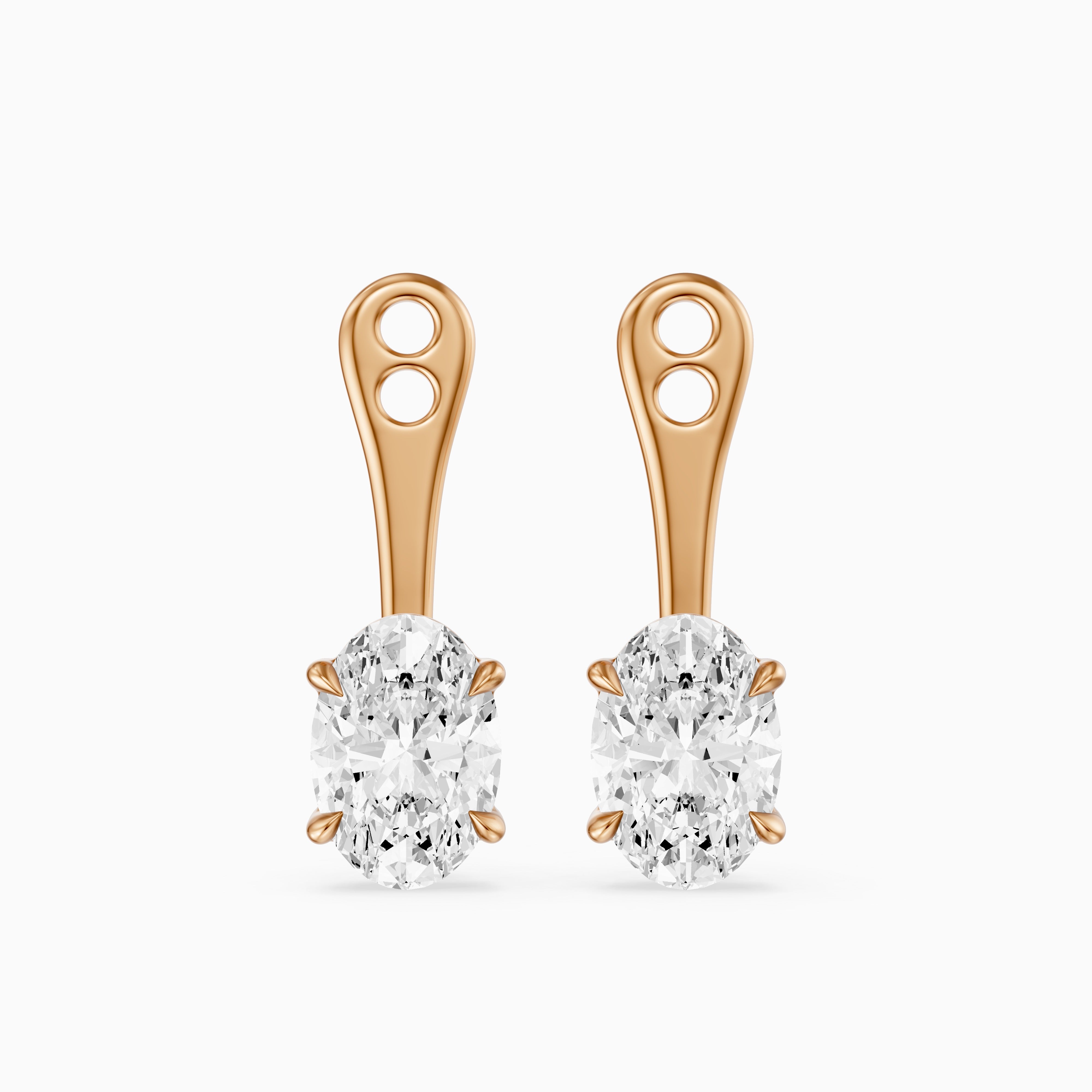 Lilith Oval Lab Grown Diamond Four Prong Jacket Cuff Earrings
