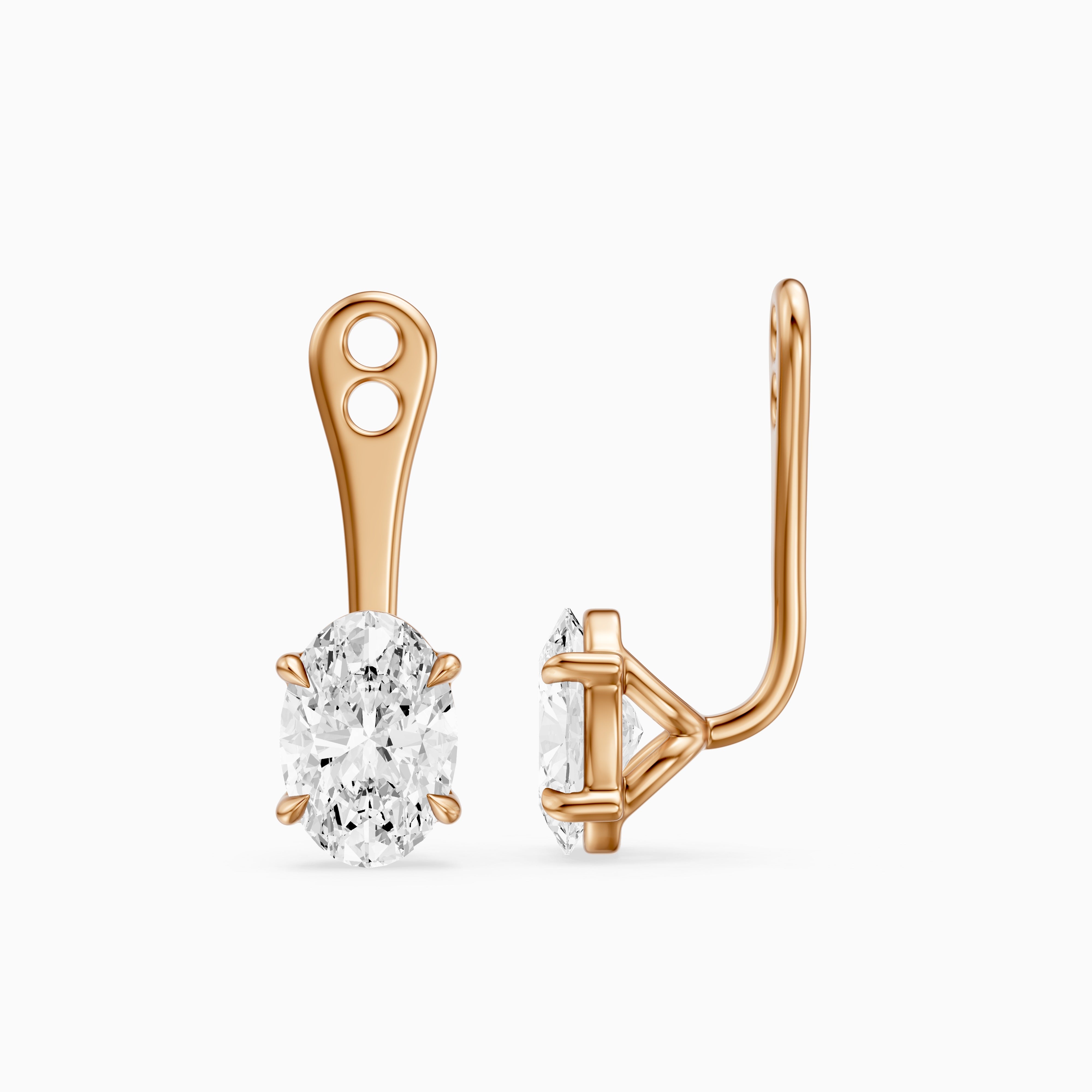 Lilith Oval Lab Grown Diamond Four Prong Jacket Cuff Earrings