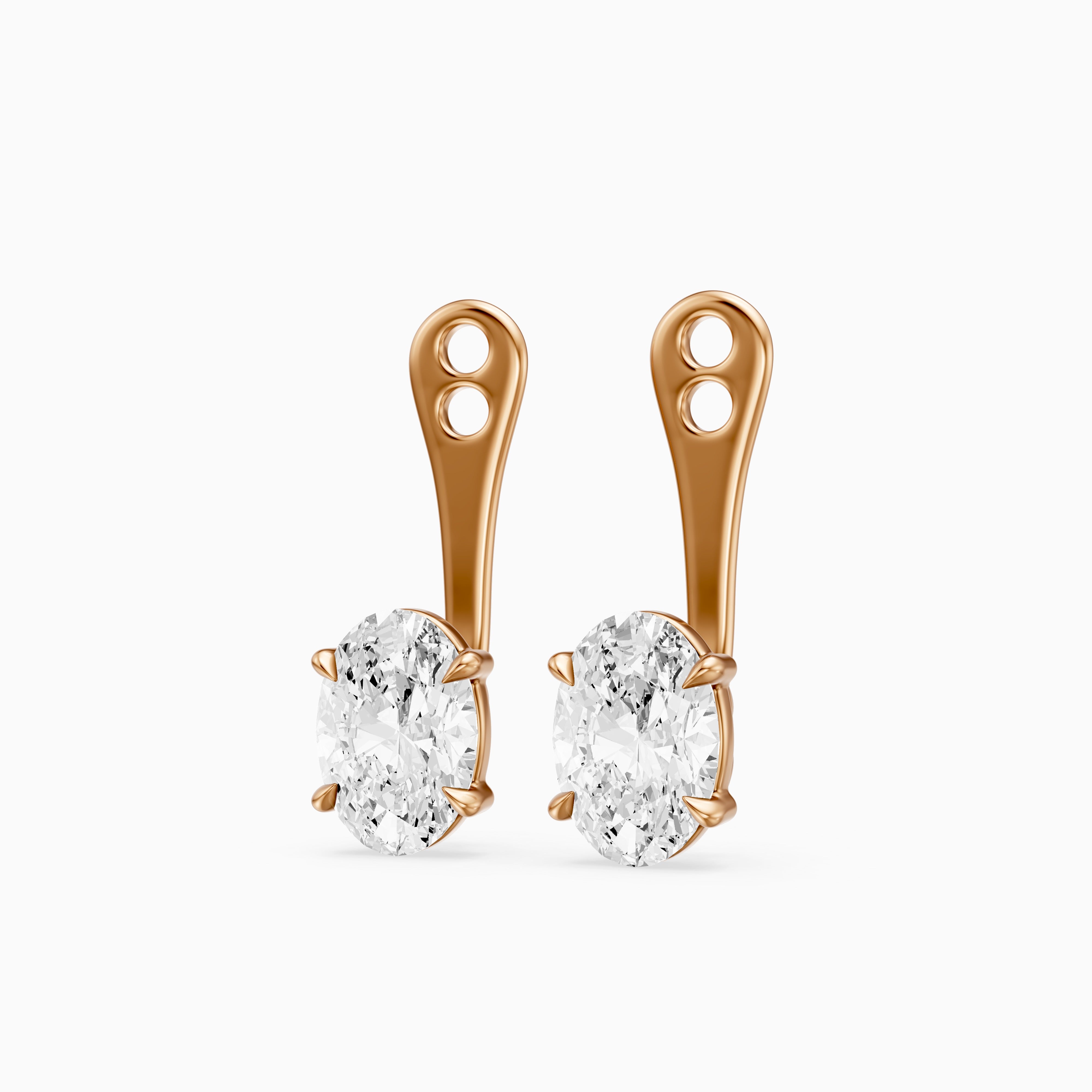 Lilith Oval Lab Grown Diamond Four Prong Jacket Cuff Earrings