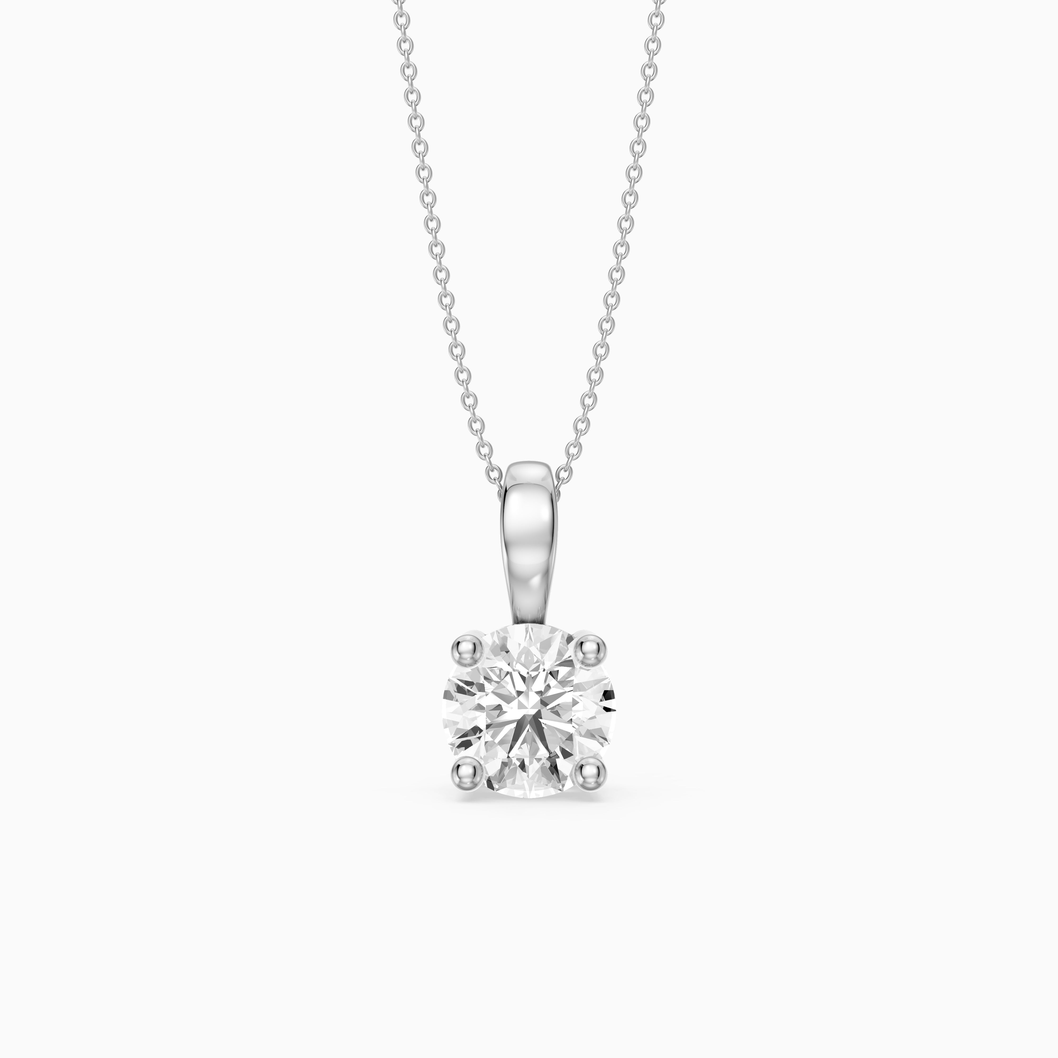 Beverly Round Cut Lab Grown Diamond Solitaire Pendant