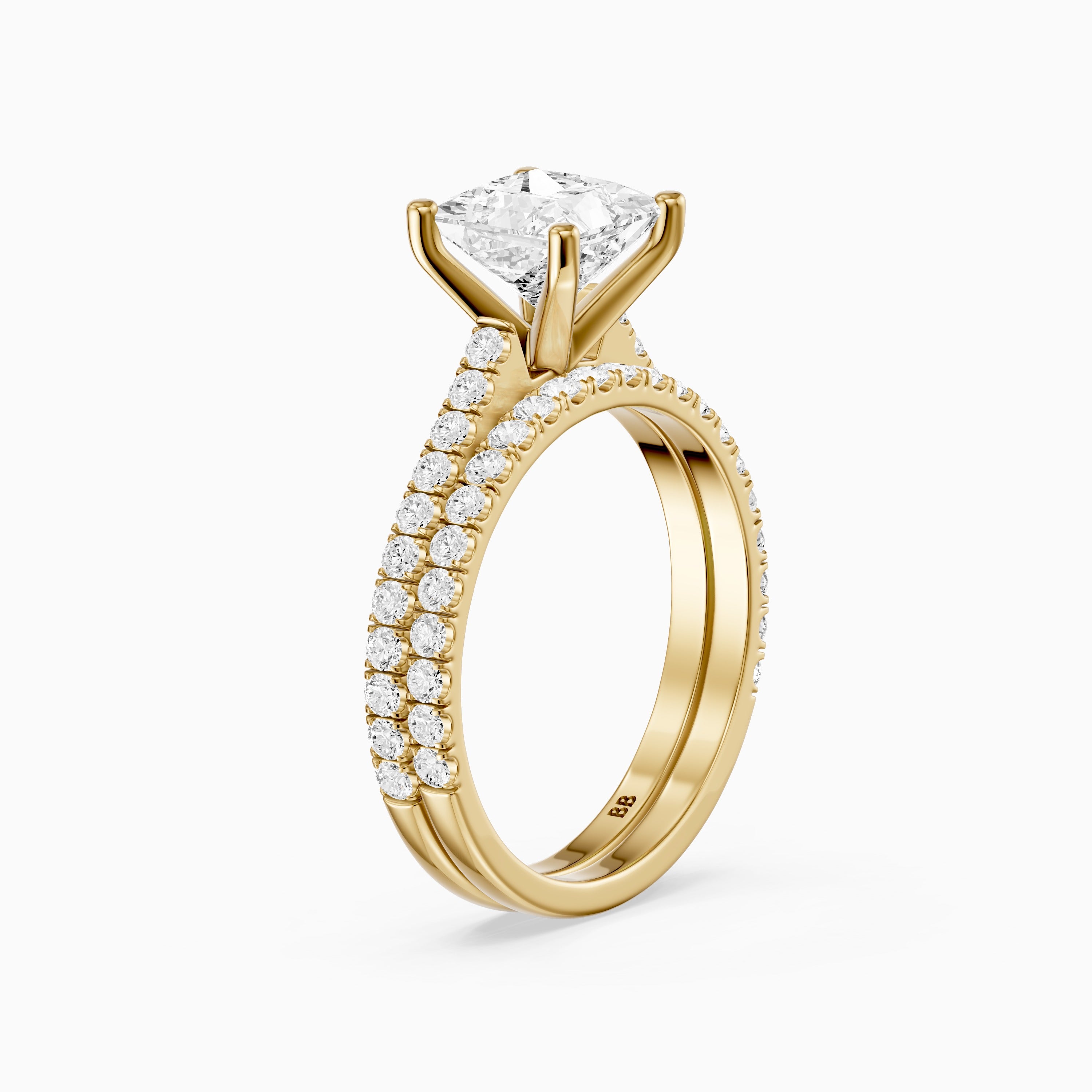 Mariane Princess Cut Lab Grown Diamond Pave Bridal Set