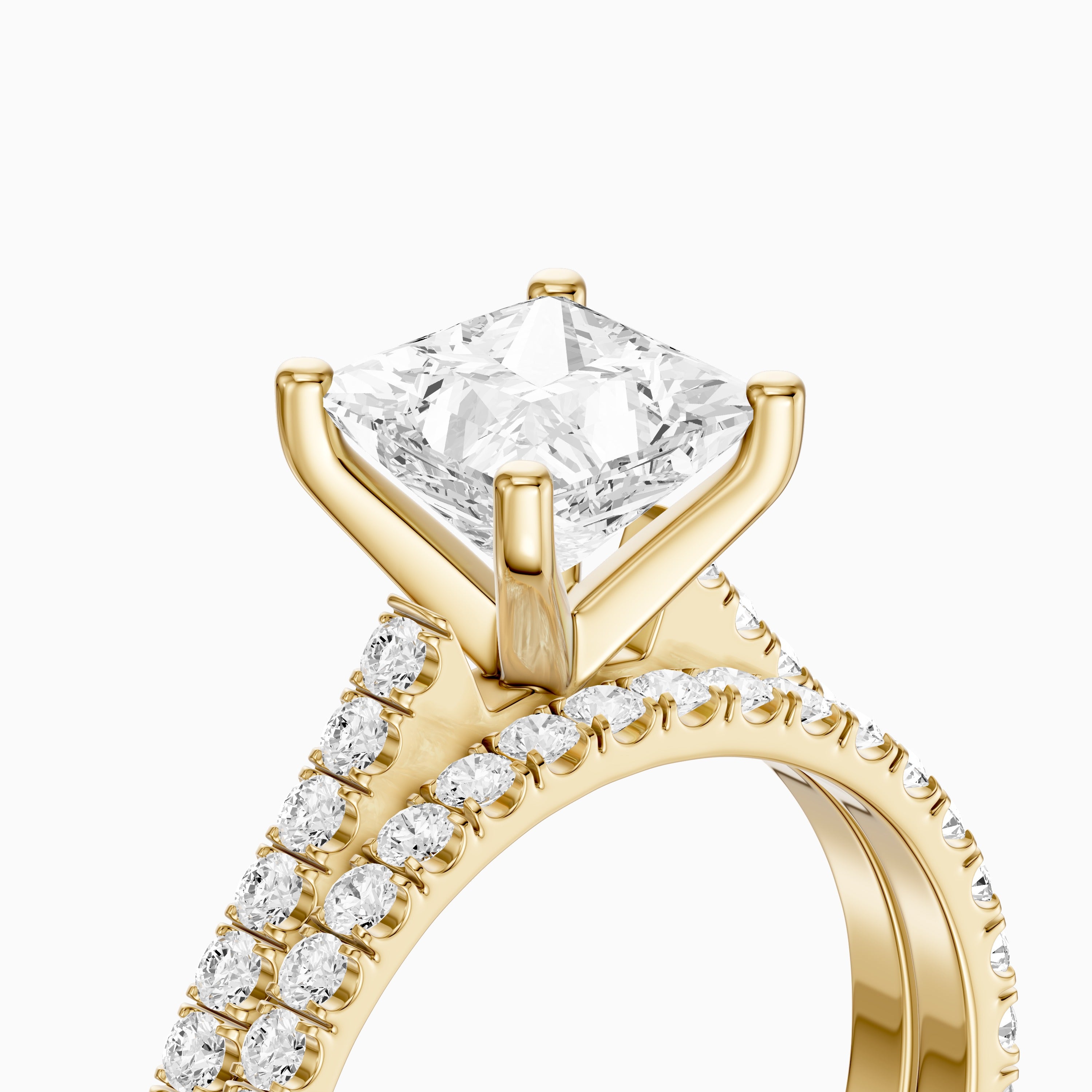 Mariane Princess Cut Lab Grown Diamond Pave Bridal Set