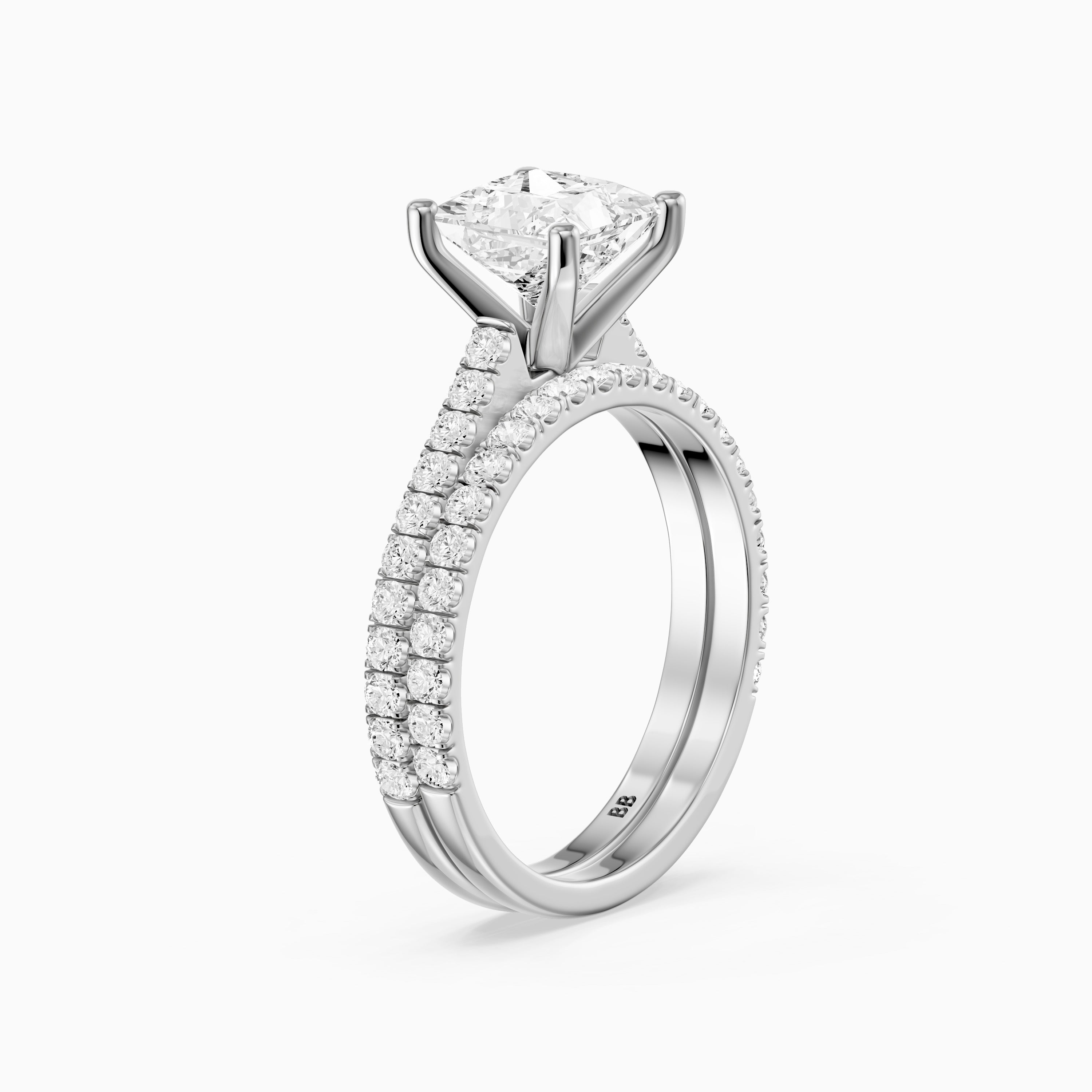 Mariane Princess Cut Lab Grown Diamond Pave Bridal Set