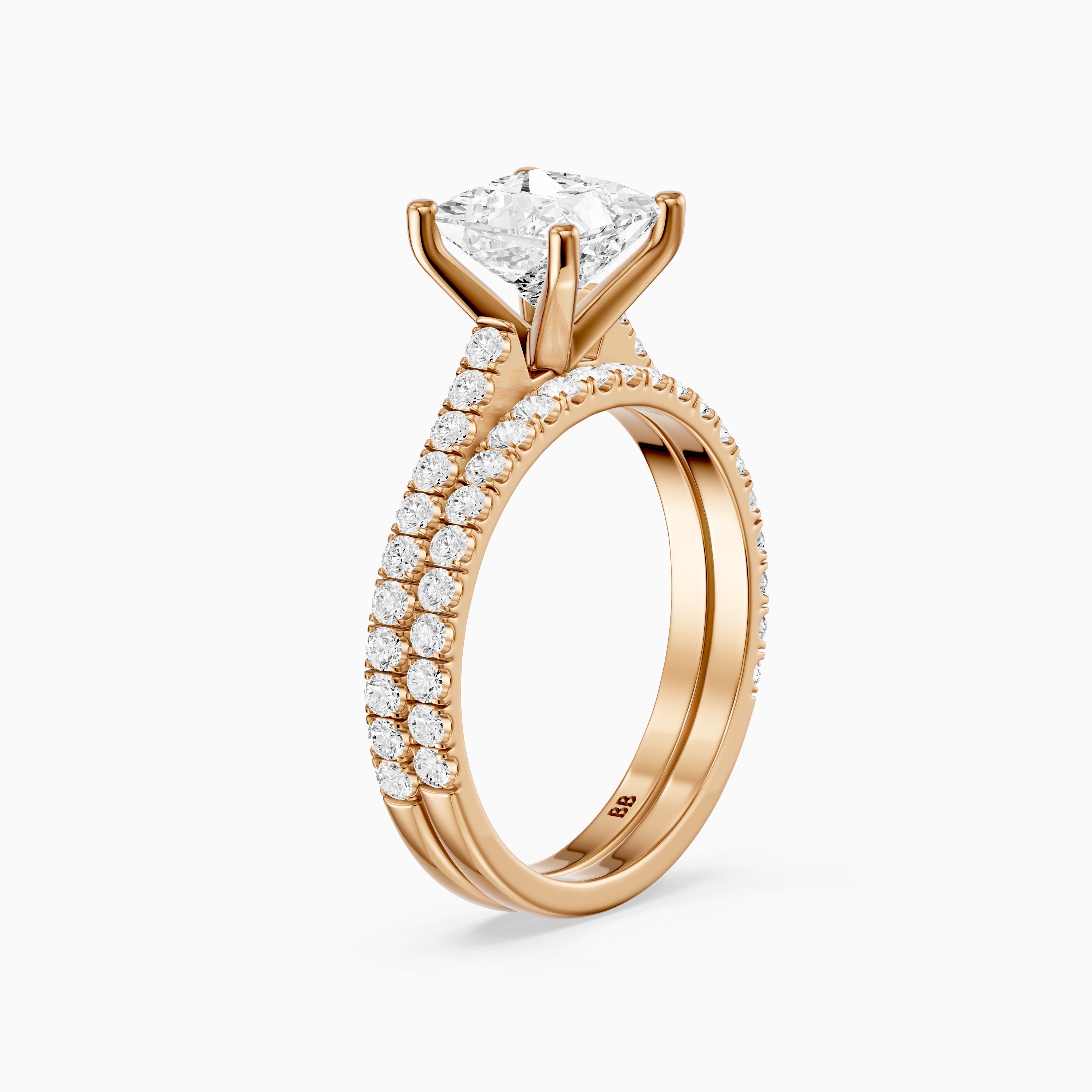 Mariane Princess Cut Lab Grown Diamond Pave Bridal Set