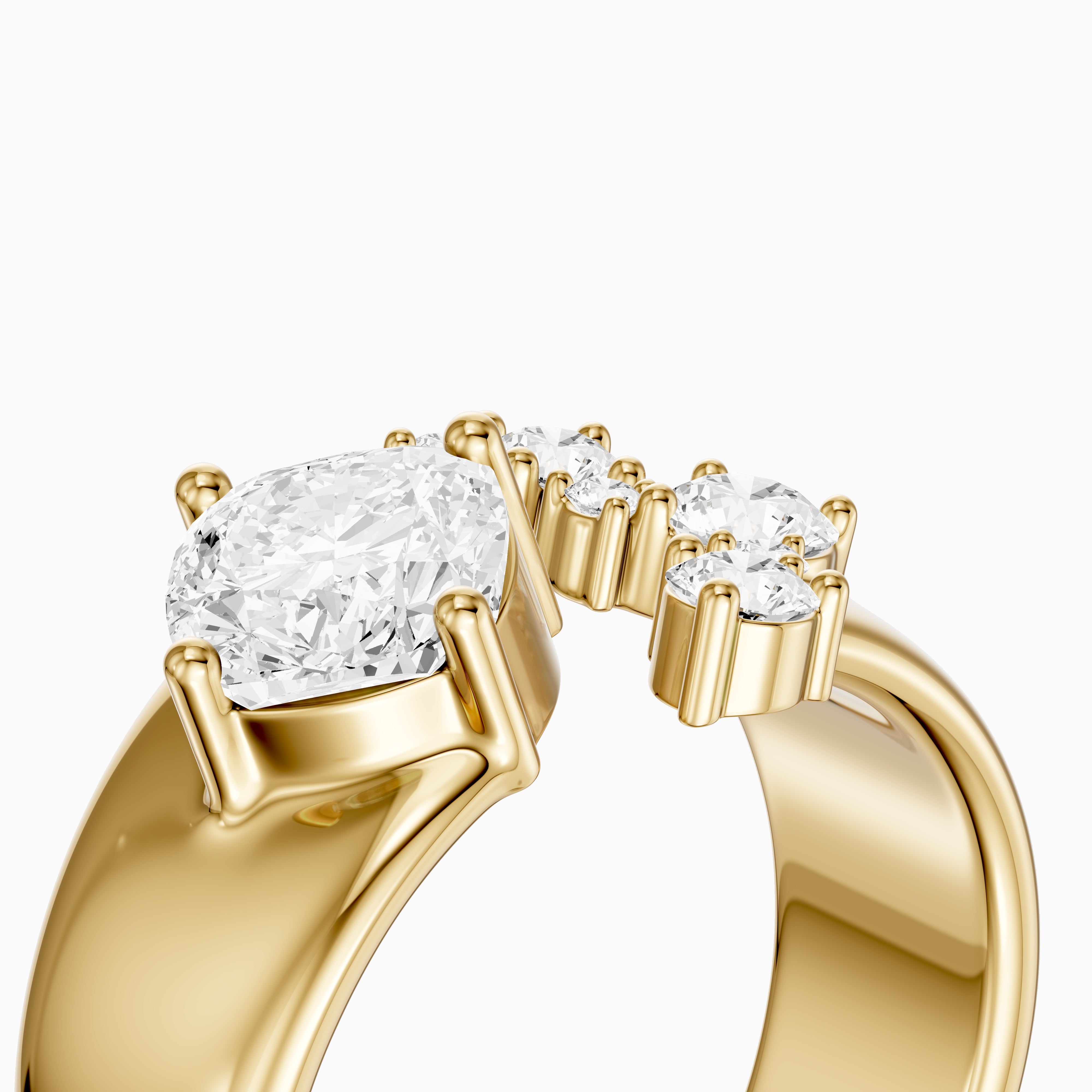 Ayla Cushion and Round Lab Grown Diamond Open Cigar Band