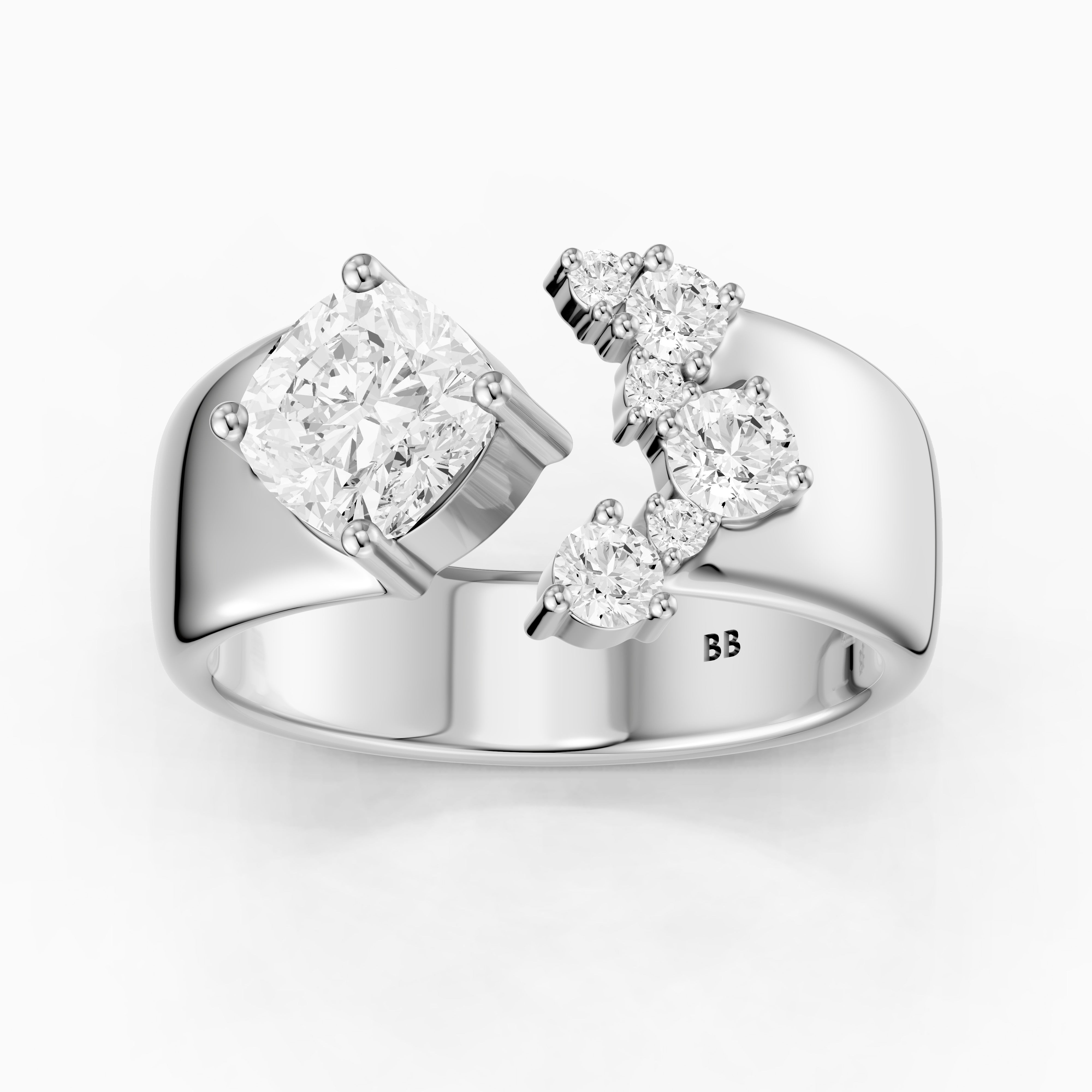 Ayla Cushion and Round Lab Grown Diamond Open Cigar Band