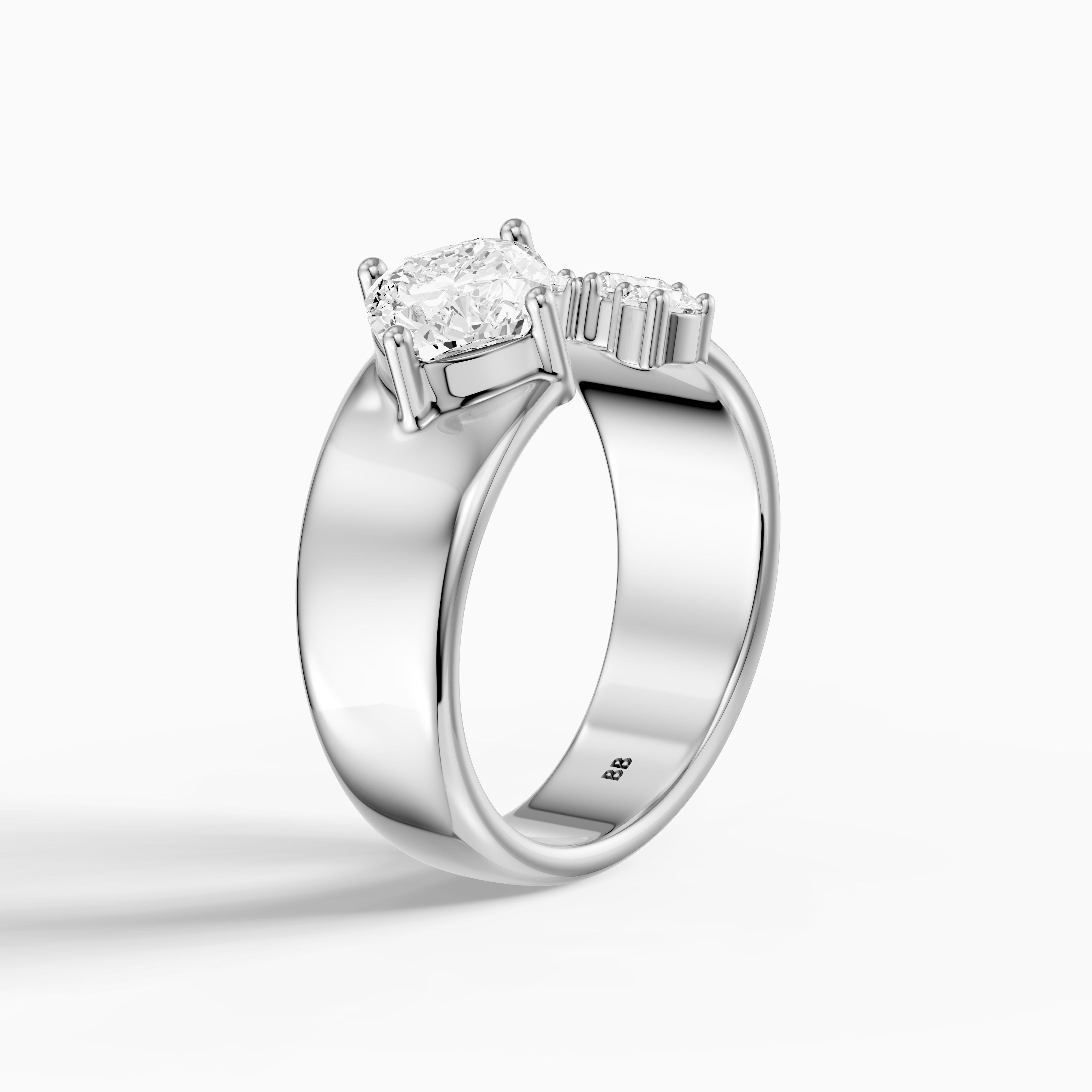 Ayla Cushion and Round Lab Grown Diamond Open Cigar Band