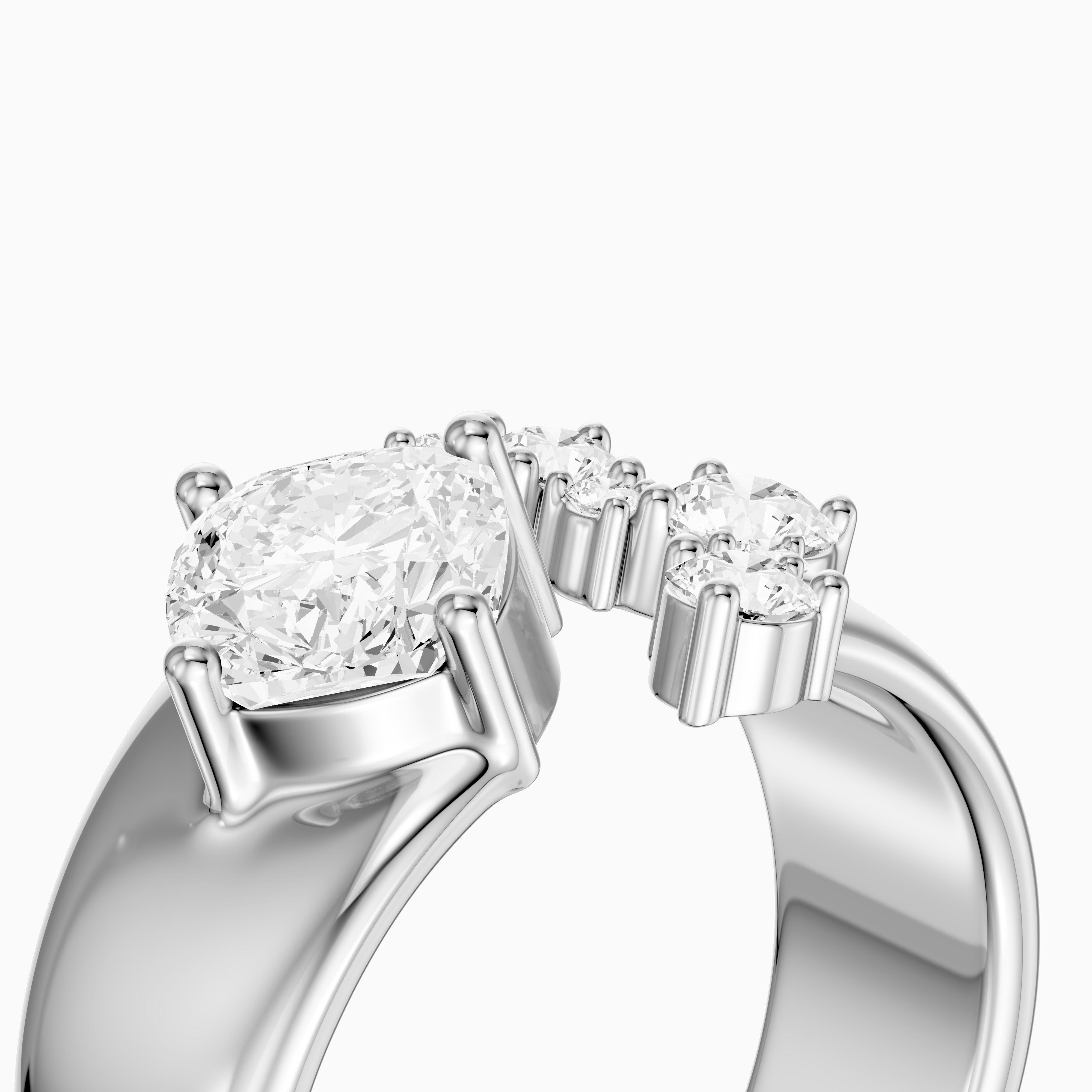 Ayla Cushion and Round Lab Grown Diamond Open Cigar Band