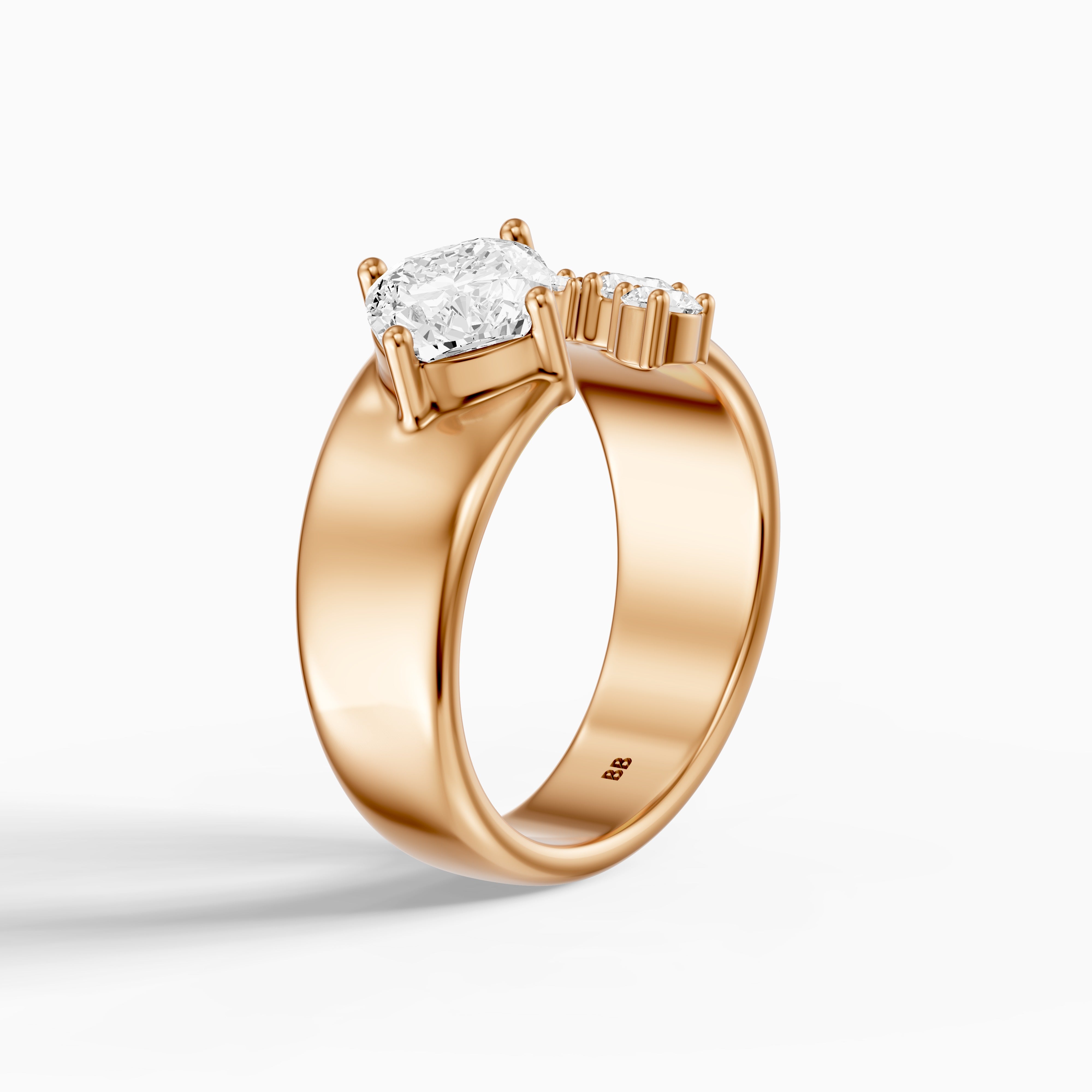Ayla Cushion and Round Lab Grown Diamond Open Cigar Band