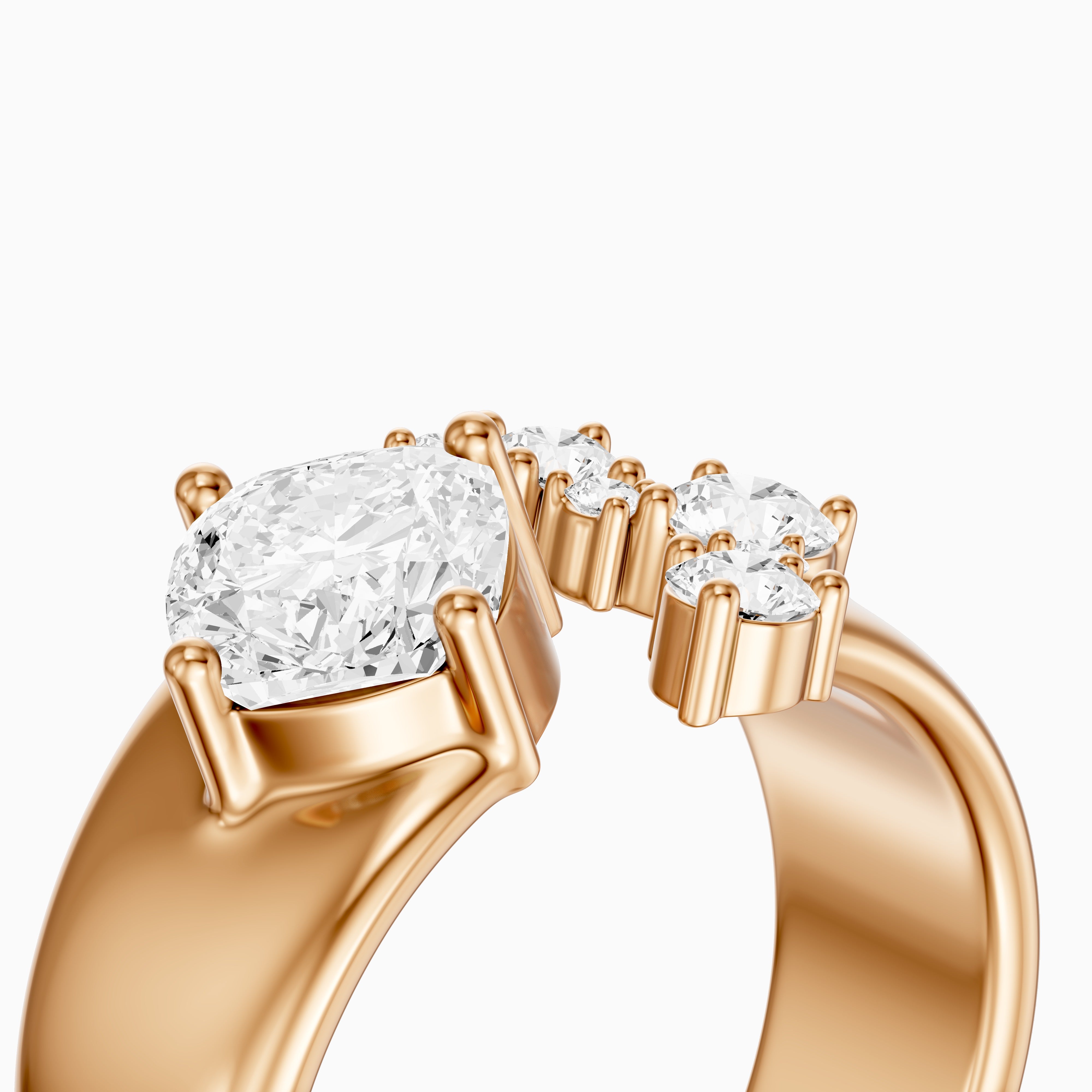 Ayla Cushion and Round Lab Grown Diamond Open Cigar Band
