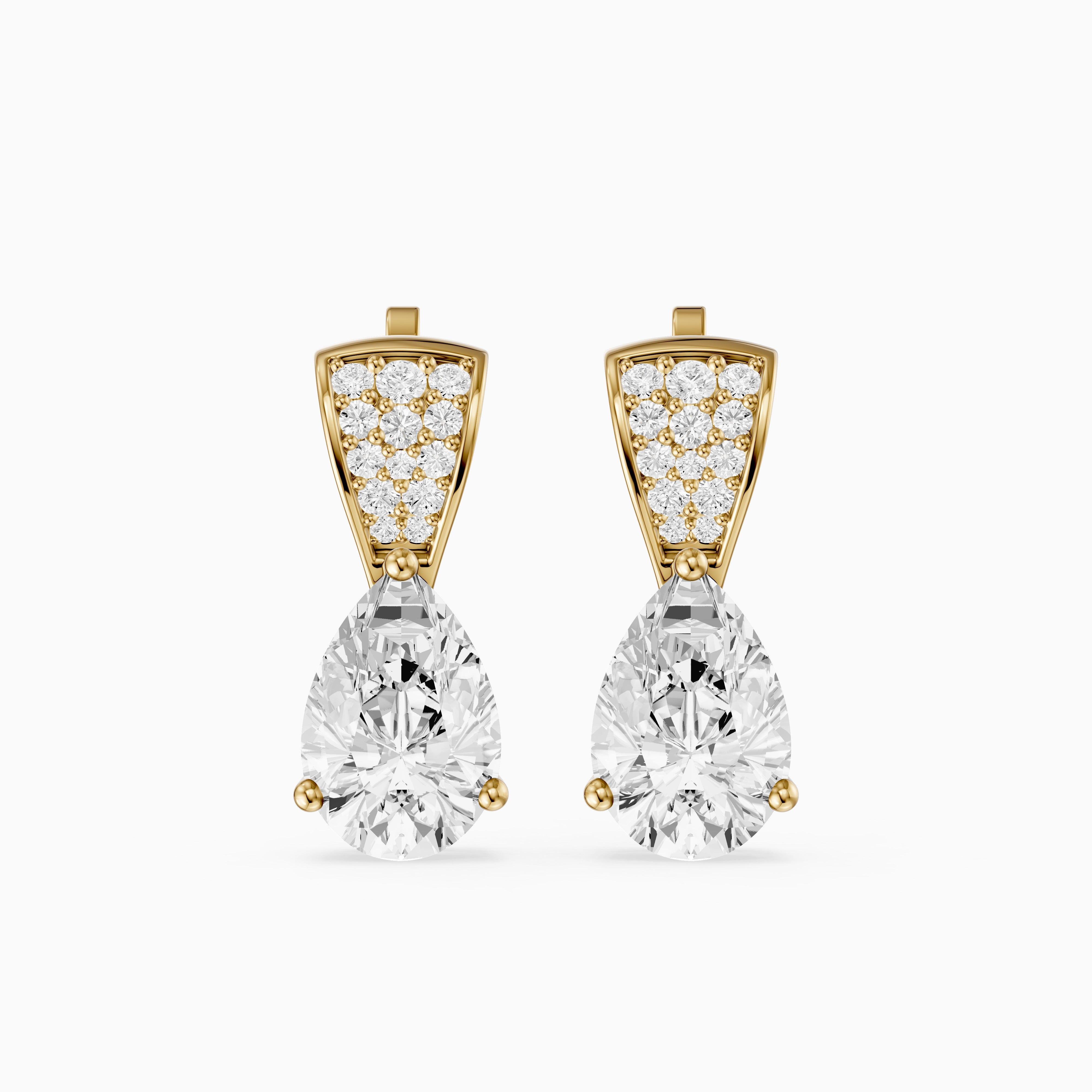 Bonnie Pear and Round Lab Grown Diamond Drop Stud Earrings