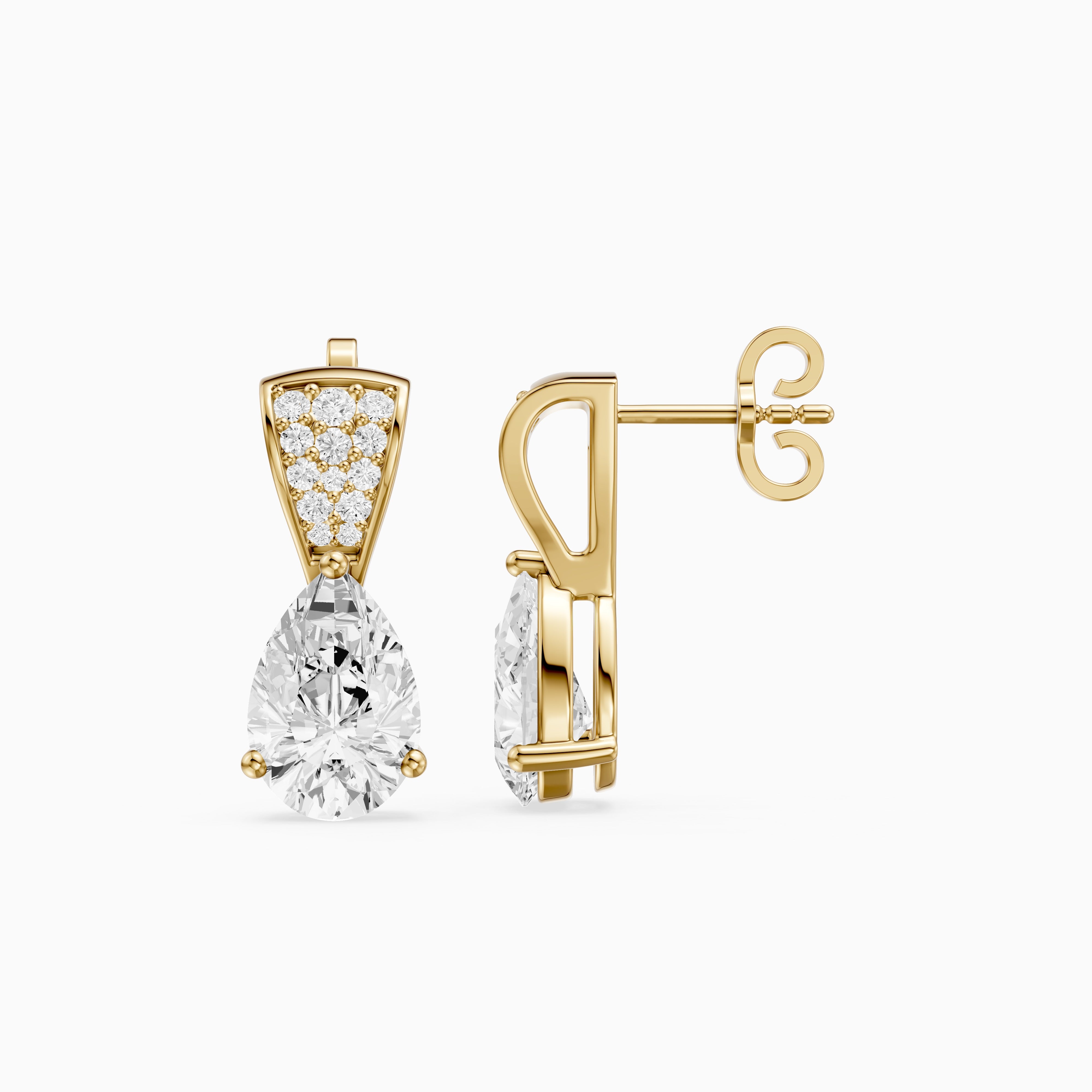 Bonnie Pear and Round Lab Grown Diamond Drop Stud Earrings