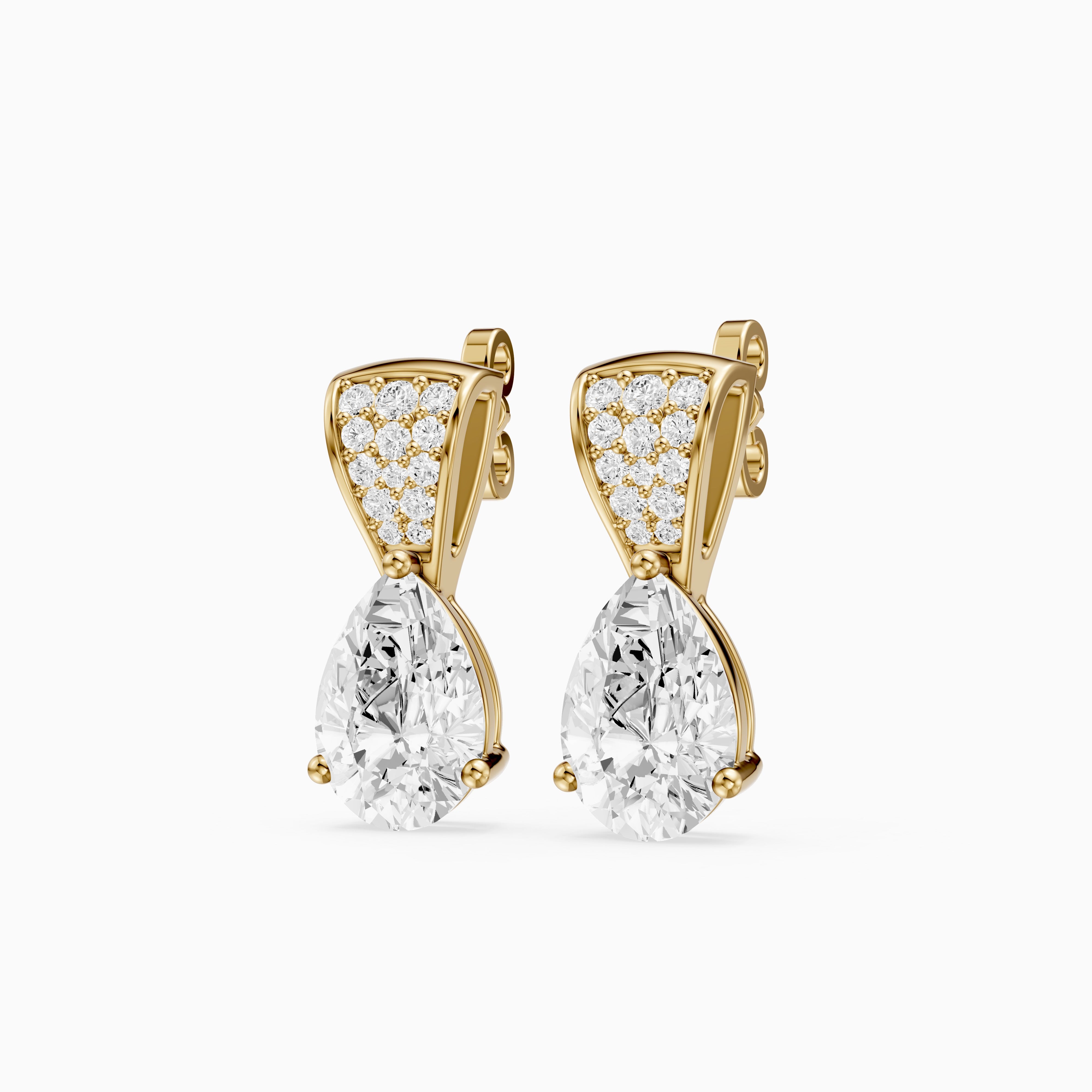 Bonnie Pear and Round Lab Grown Diamond Drop Stud Earrings