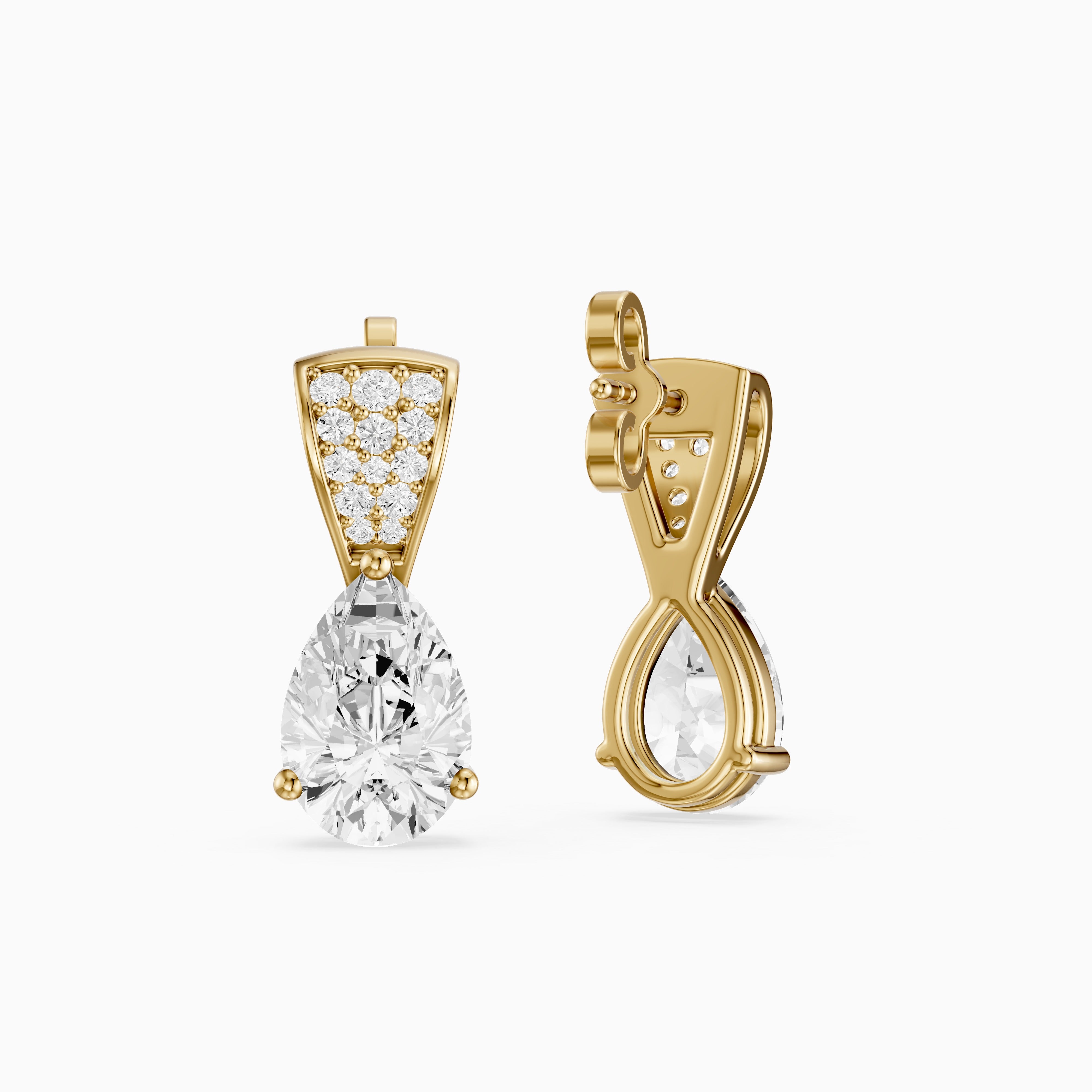 Bonnie Pear and Round Lab Grown Diamond Drop Stud Earrings