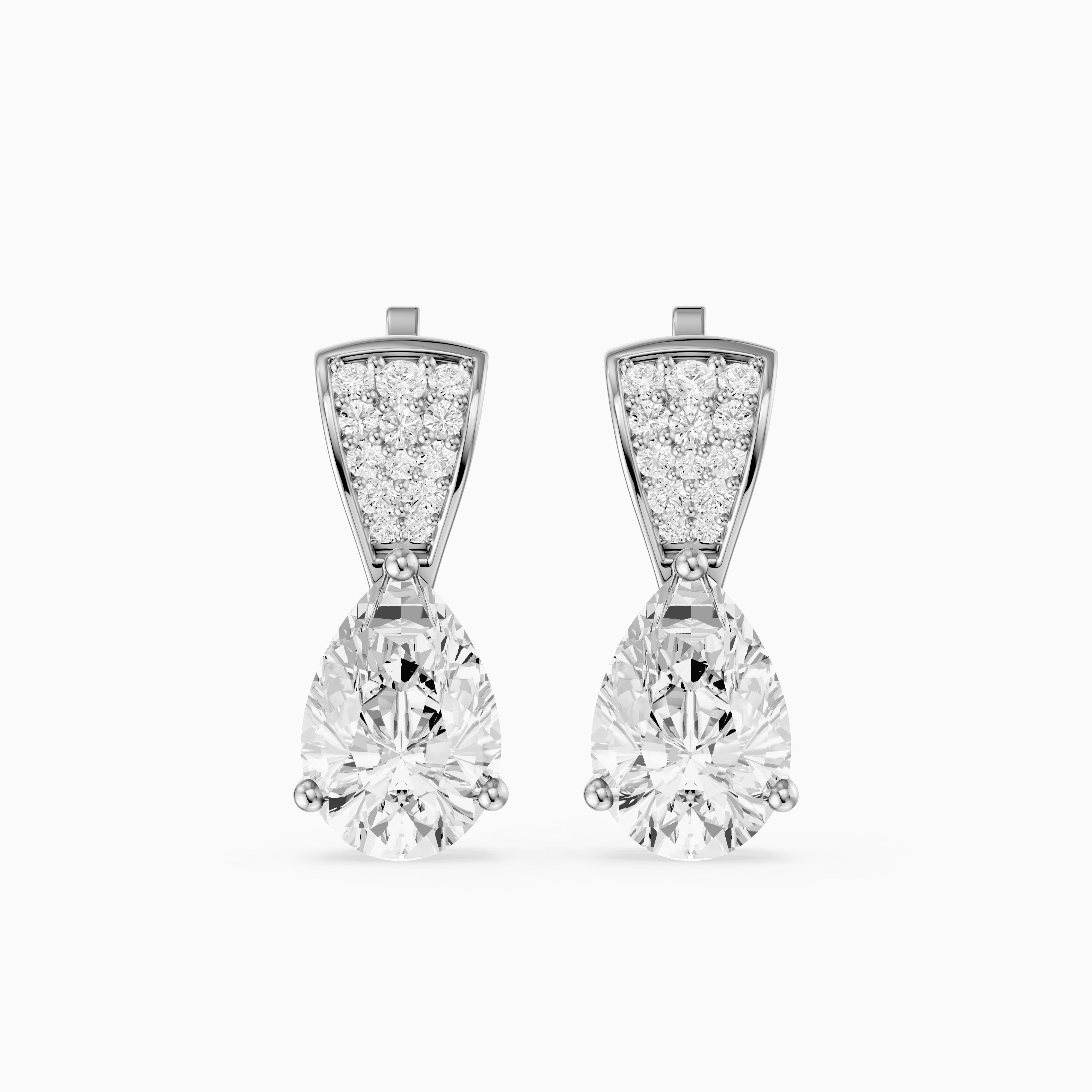 Bonnie Pear and Round Lab Grown Diamond Drop Stud Earrings