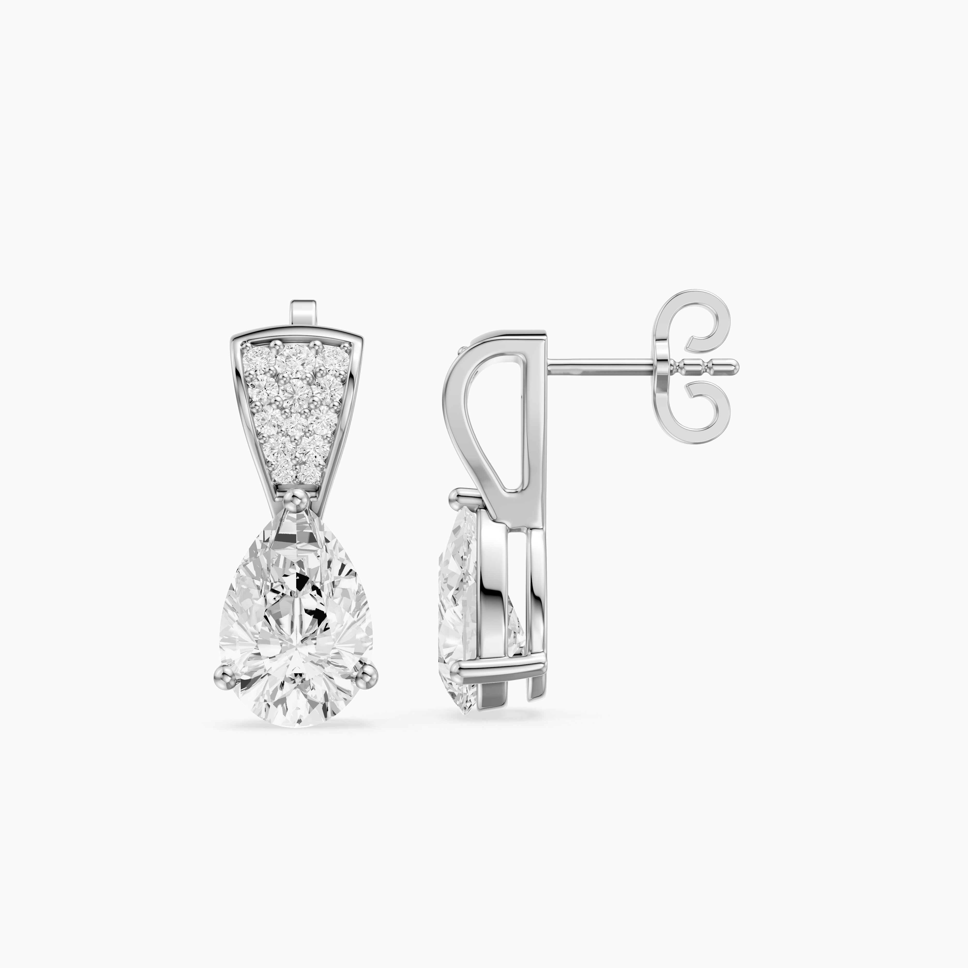 Bonnie Pear and Round Lab Grown Diamond Drop Stud Earrings
